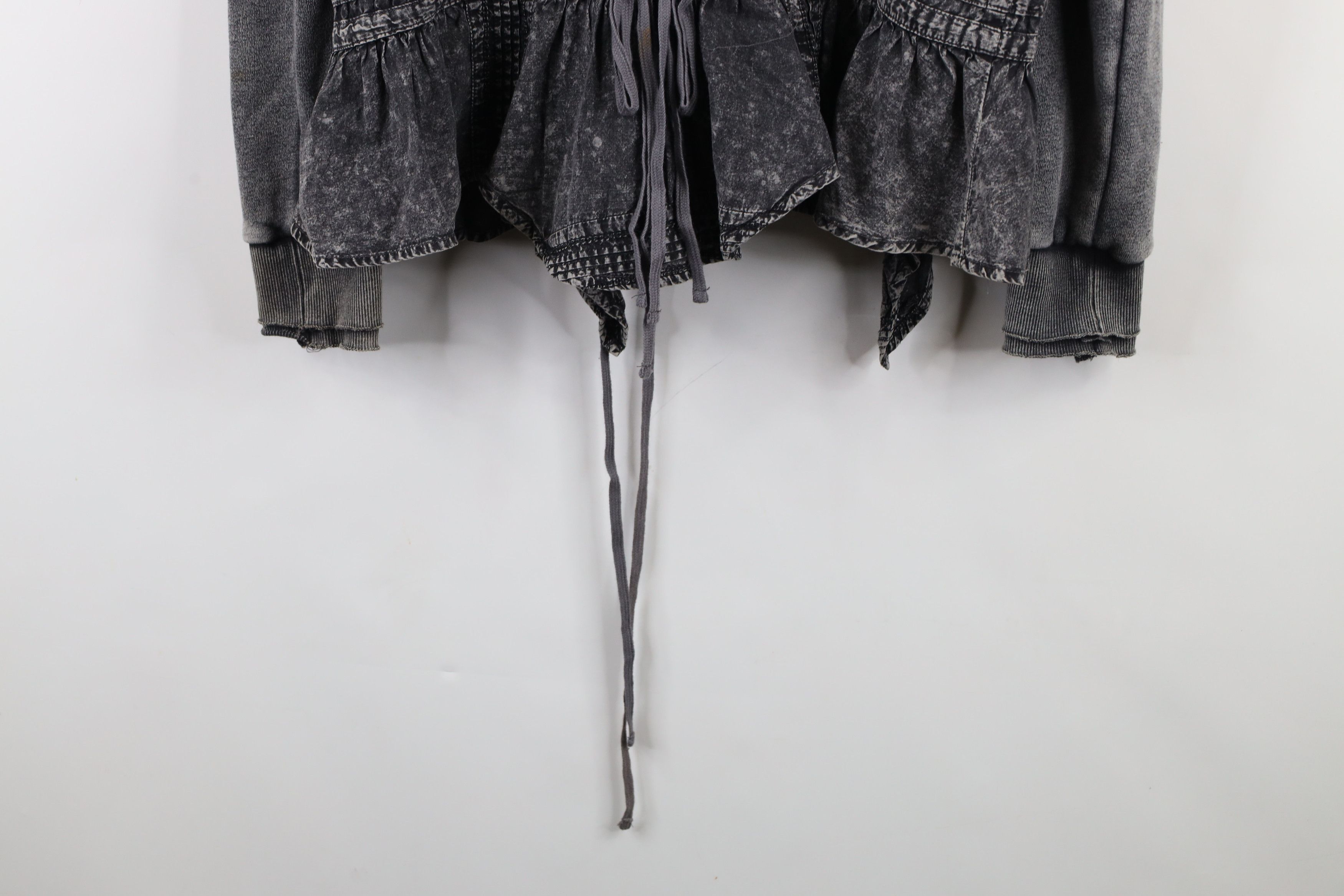 Free People × Vintage Free People Acid Wash Ruffled Full Zip Hoodie Sweatshirt Size S / US 4 / IT 40 - 16 Thumbnail