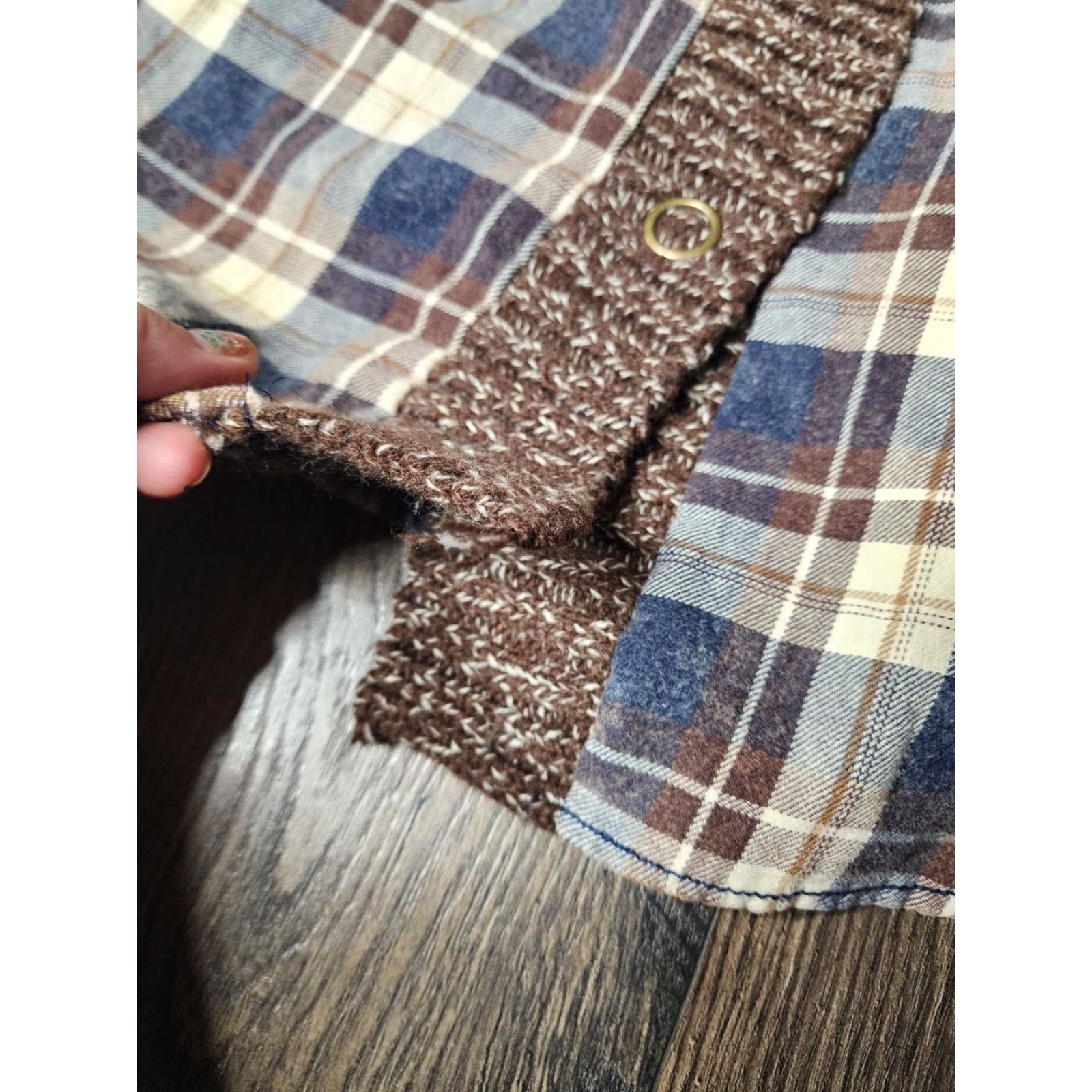 Vintage Buckle Plaid Flannel Shacket Womens M Brown Mid-Length Button Front Size M / US 6-8 / IT 42-44 - 4 Thumbnail