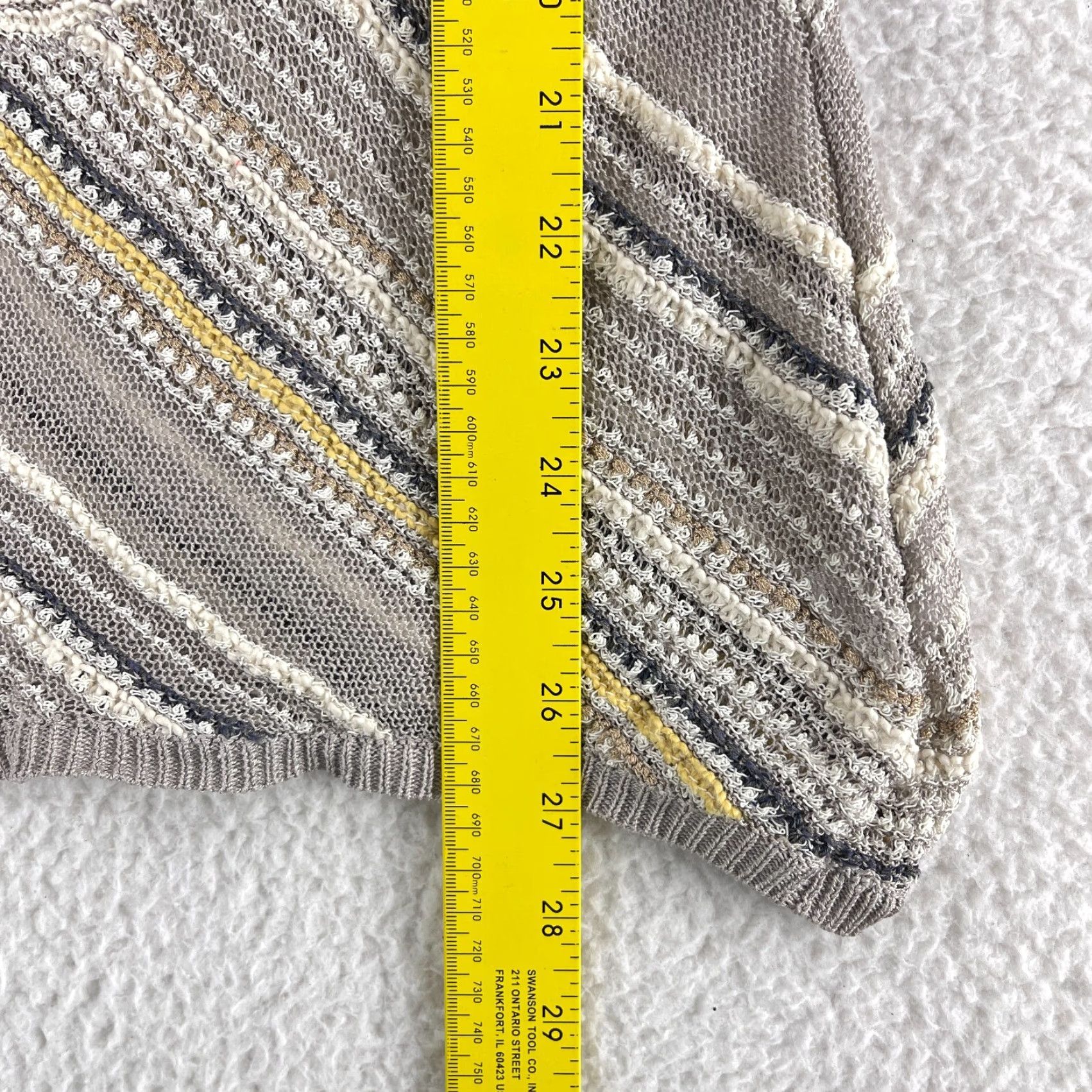 NIC+ZOE Nic + Zoe Shirt Womens Large Beige Stripe Open Knit Pullover 3/4 Sleeve Casual Size L / US 10 / IT 46 - 7 Thumbnail