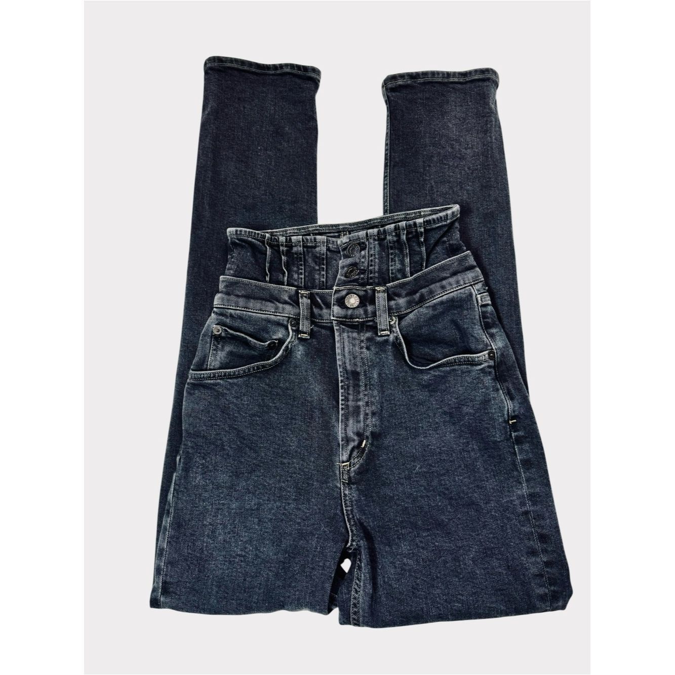 Agolde Agolde Remy High Rise Straight Corset Jeans In Black Size 2 Size 24" / US 00 / IT 34 - 4 Thumbnail