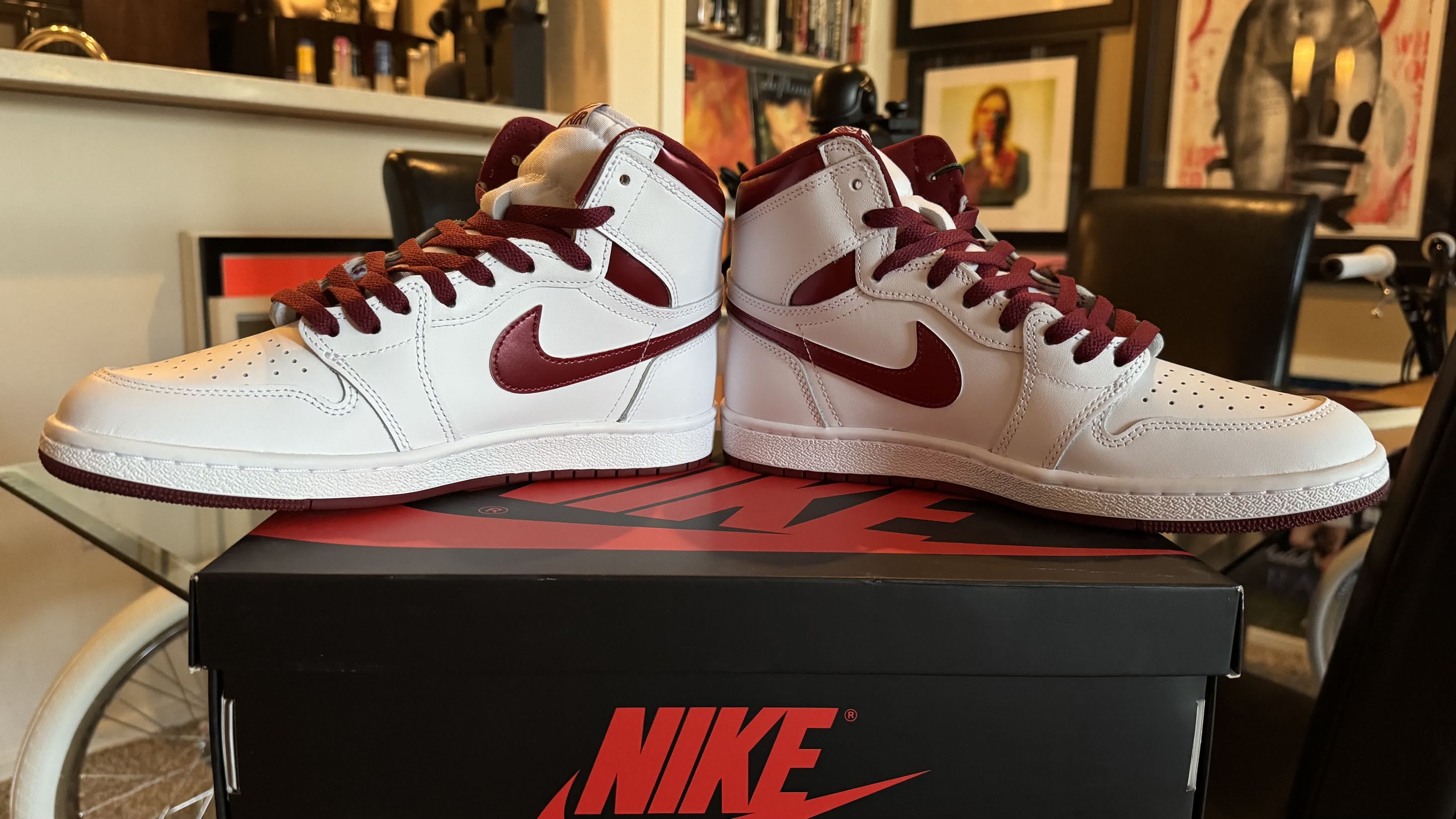 NIKE AIR JORDAN 85 RETRO HIGH WHITE BURGUNDY BQ4422-161 - Main Image