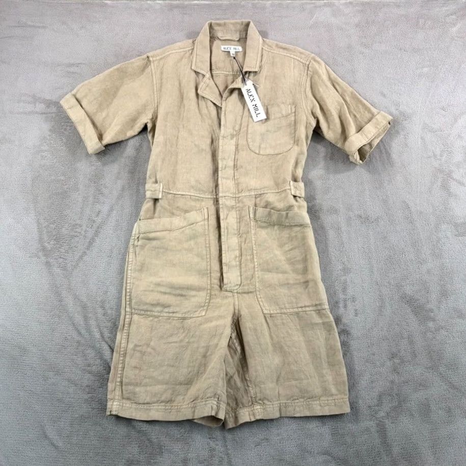 Alex Mill Alex Mill Standard Shortall Jumpsuit Women XS Vintage Khaki 100% Linen Size 26" / US 2 / IT 38 - 4 Thumbnail