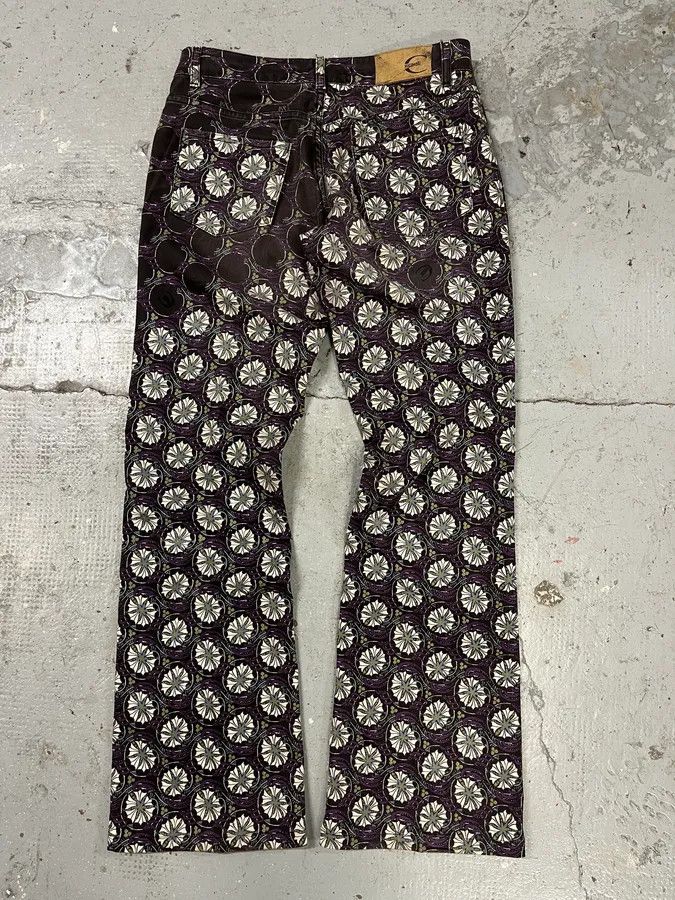 Just Cavalli 2000s Cavalli Purple Flowers Two Tone Pants Size 25" / US 0 / IT 36 - 7 Thumbnail