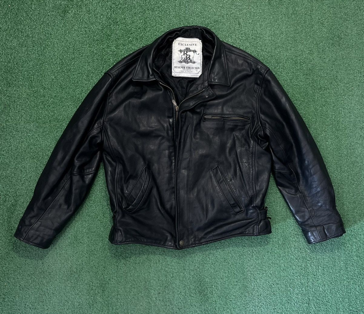 Leather × Vintage Real Leather Jacket Vintage 90s Black Size US L / EU 52-54 / 3 - 1 Thumbnail