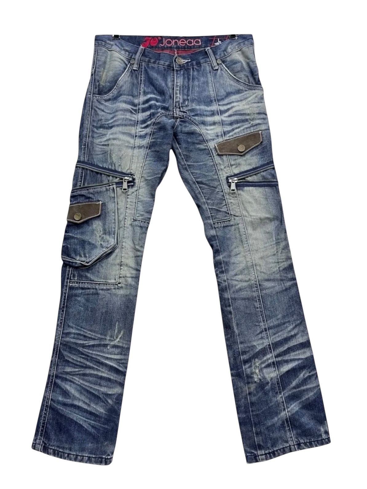 Japanese Brand FYE🔥Vintage Punk Grunge Union Jack Mudwash Clawmark Denim Size US 31 - 5 Thumbnail