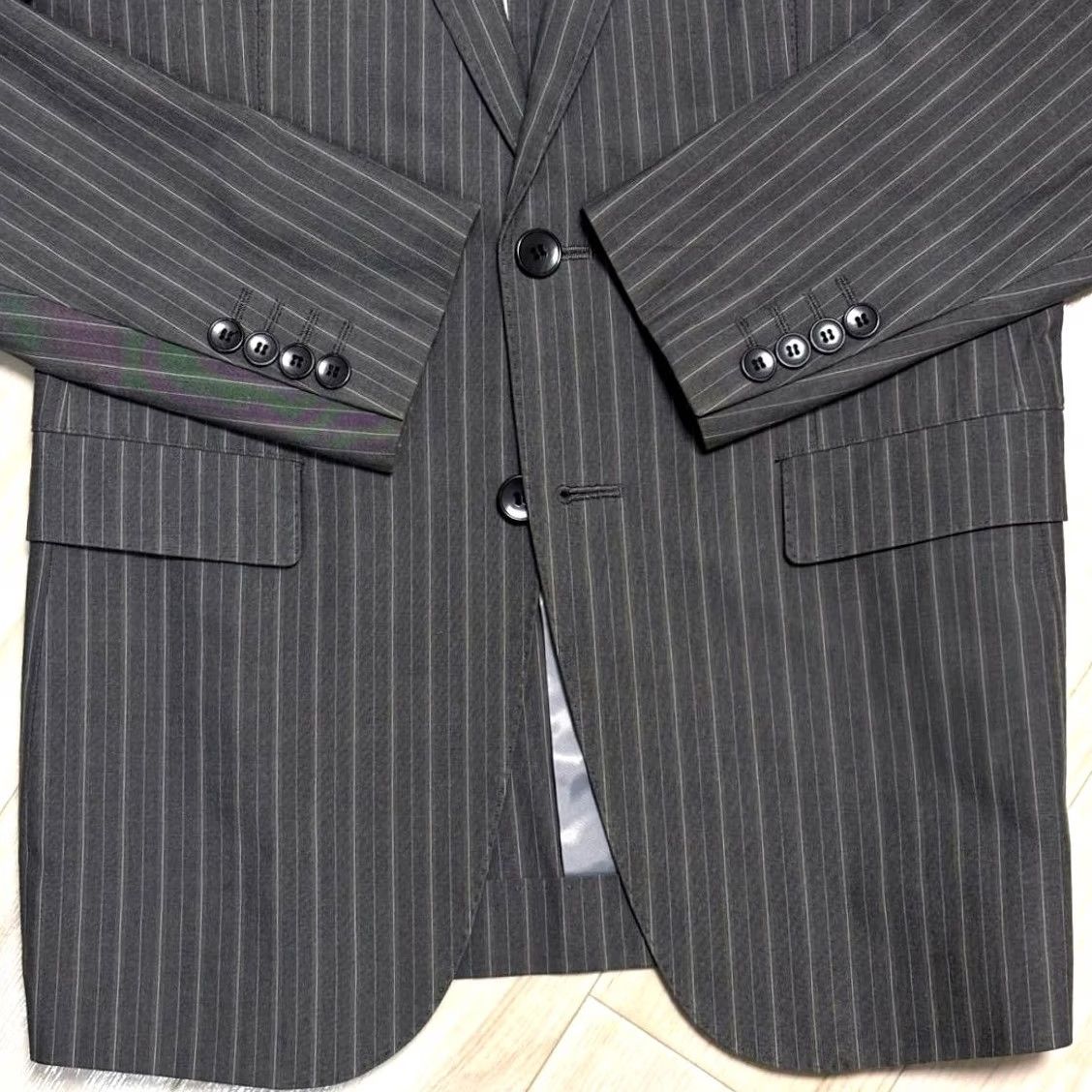Yohji Yamamoto YOHJI YAMAMOTO X A.A.R RENOWN TAILORED JACKET GRAY COTTON STRIPE MEN SIZE M USED Size US M / EU 48-50 / 2 - 6 Thumbnail