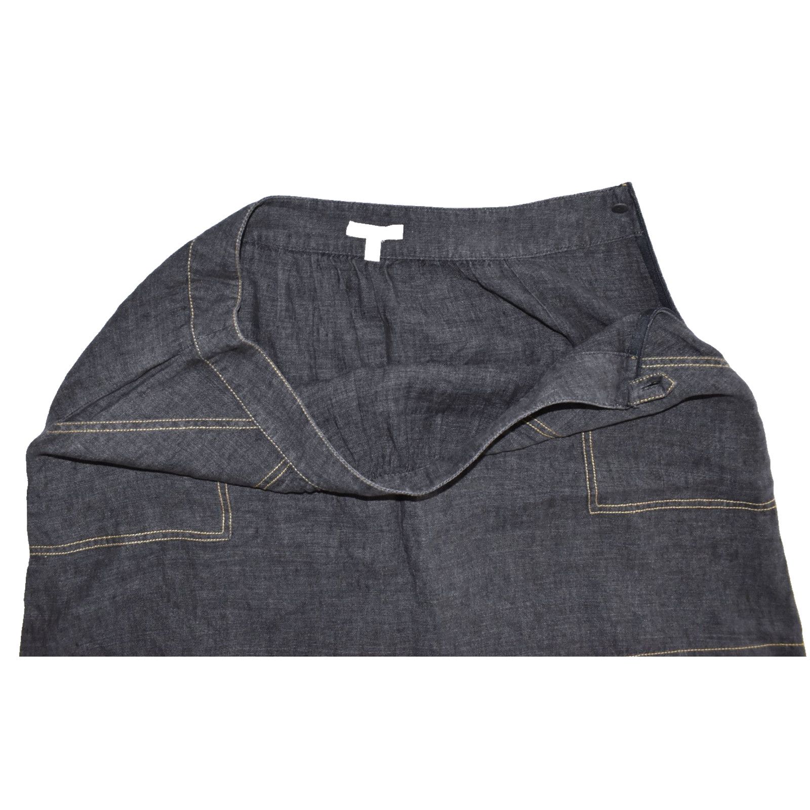 Eileen Fisher EILEEN FISHER Linen Denim Side Zipper Short Skirt Size M Size 34" / US 12 / IT 48 - 4 Thumbnail