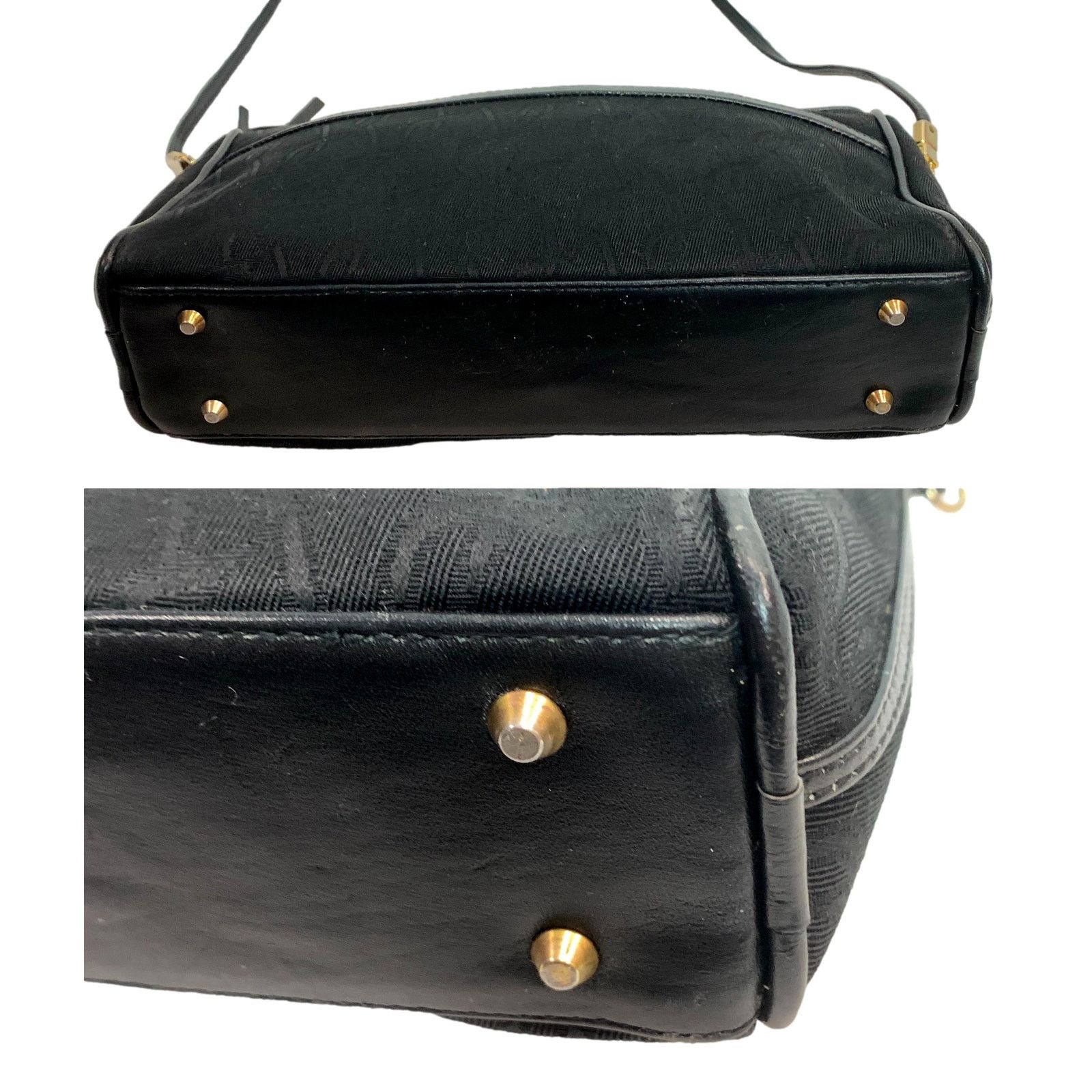 Vintage Vintage Black Signature Fabric Shoulder Bag Leather Trim Size ONE SIZE - 7 Thumbnail