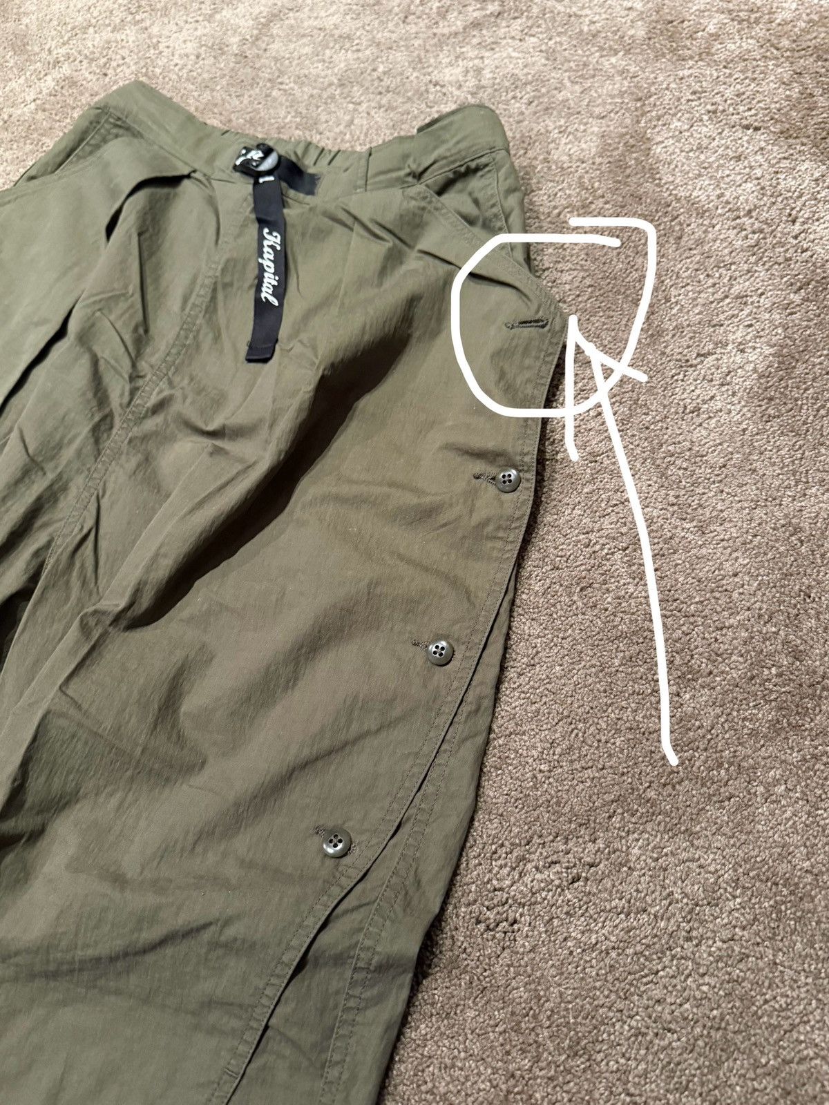 Kapital Kapital Wide Pants Elastic Waist Bungee Cargo Green Size US 32 / EU 48 - 7 Thumbnail
