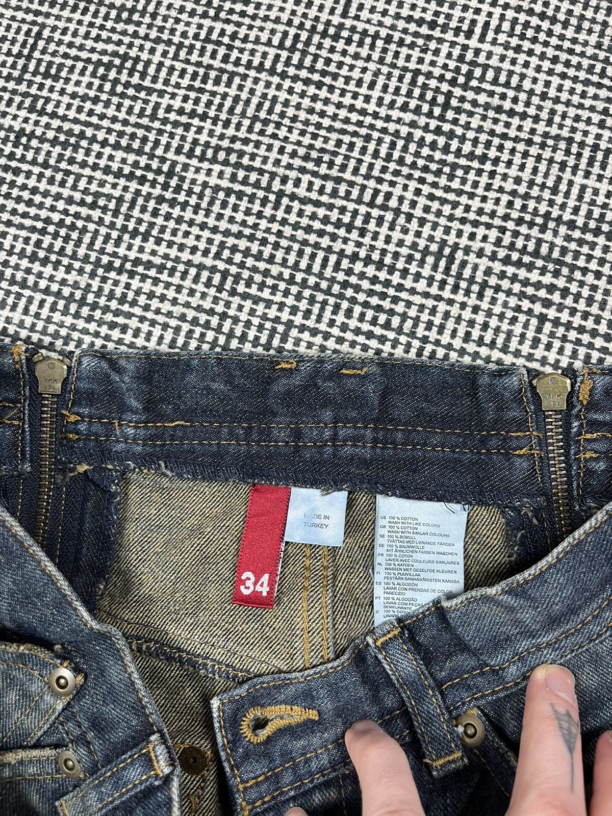 Japanese Brand × Vintage y2k avant garde mud wash multi zip mini skirt denim Size 28" / US 6 / IT 42 - 5 Thumbnail