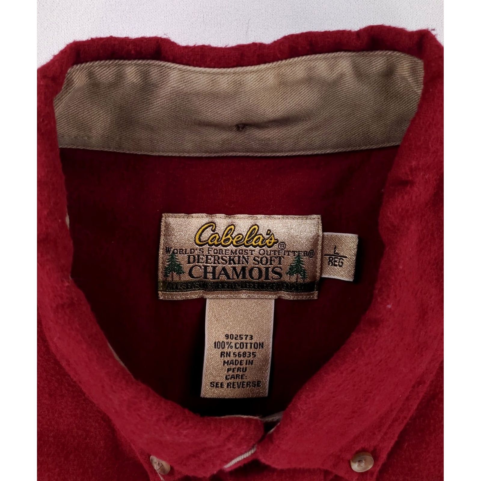 Vintage Cabela's Shirt Button-Up Red Long Sleeve Mens L Deerskin Soft Chamois Size US L / EU 52-54 / 3 - 2 Thumbnail