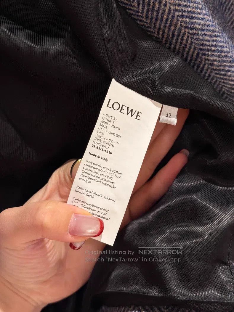 Loewe Blue Grey Check Wool Blazer Jacket