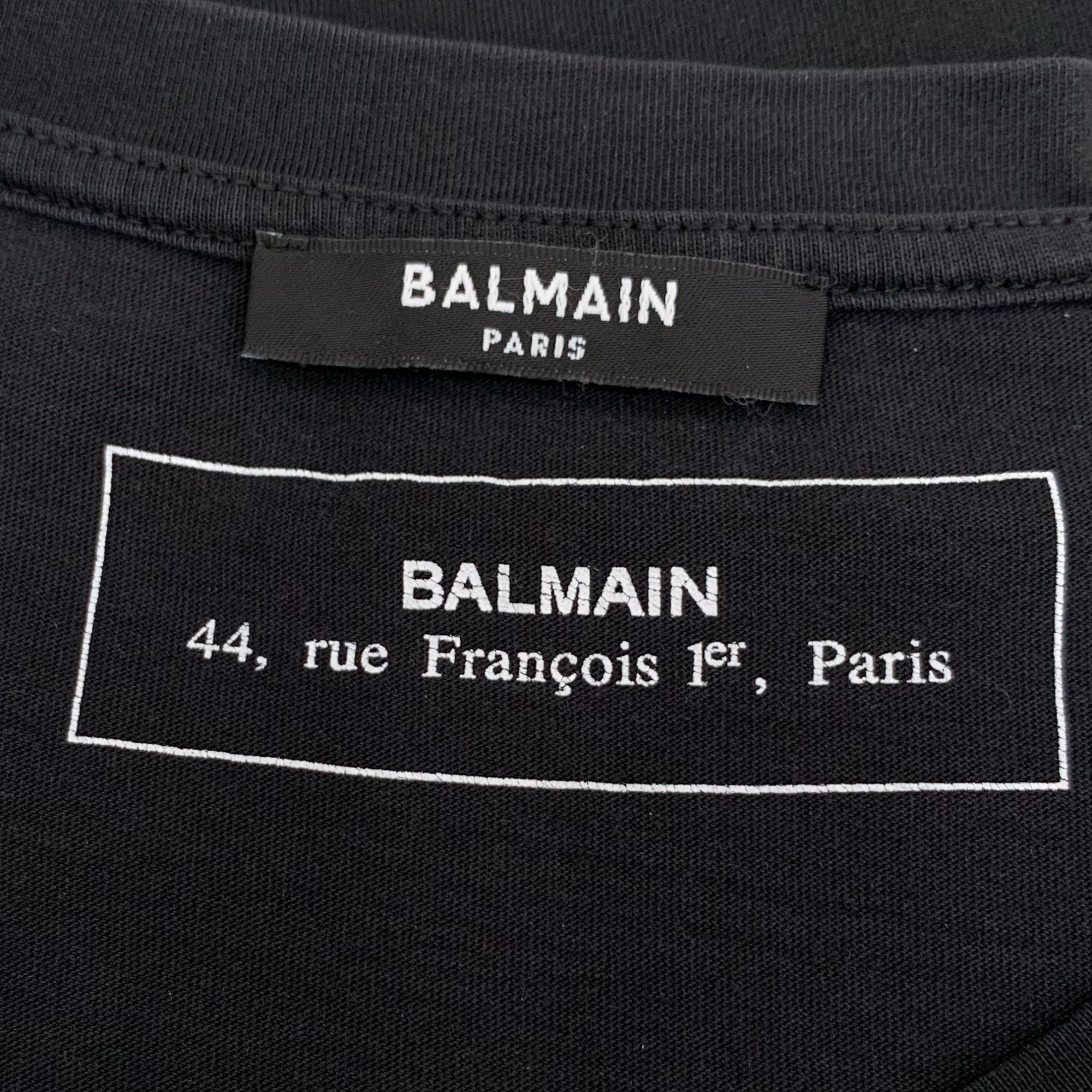 Balmain Balmain Black Logo Letter Printed Cotton Round-Neck Short-Sl Size XXL / US 16-18 / IT 52-54 - 4 Thumbnail