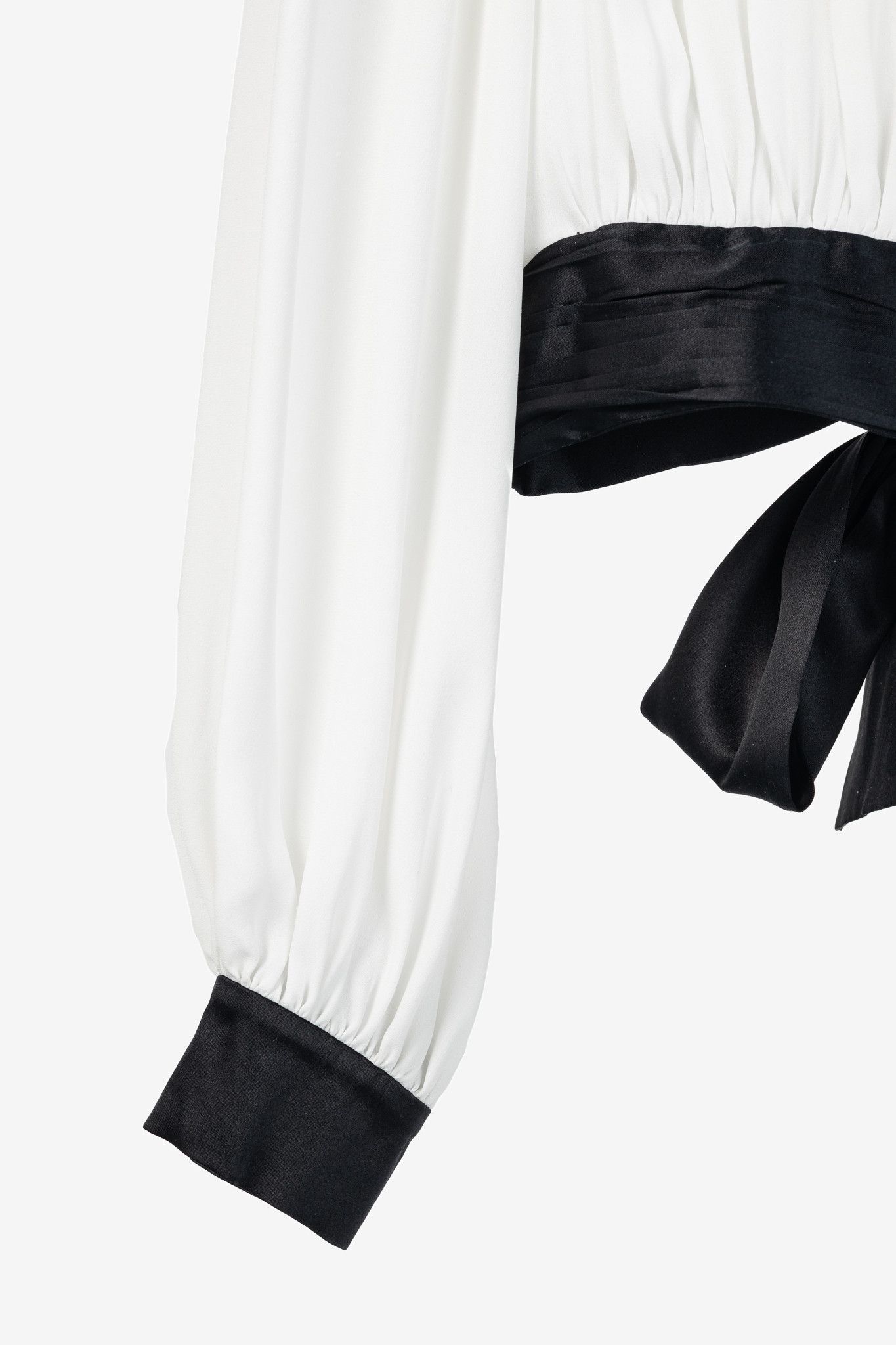 Alice + Olivia Alice + Olivia Dakota White Pleated Tie Waist Blouse Size S / US 4 / IT 40 - 6 Thumbnail