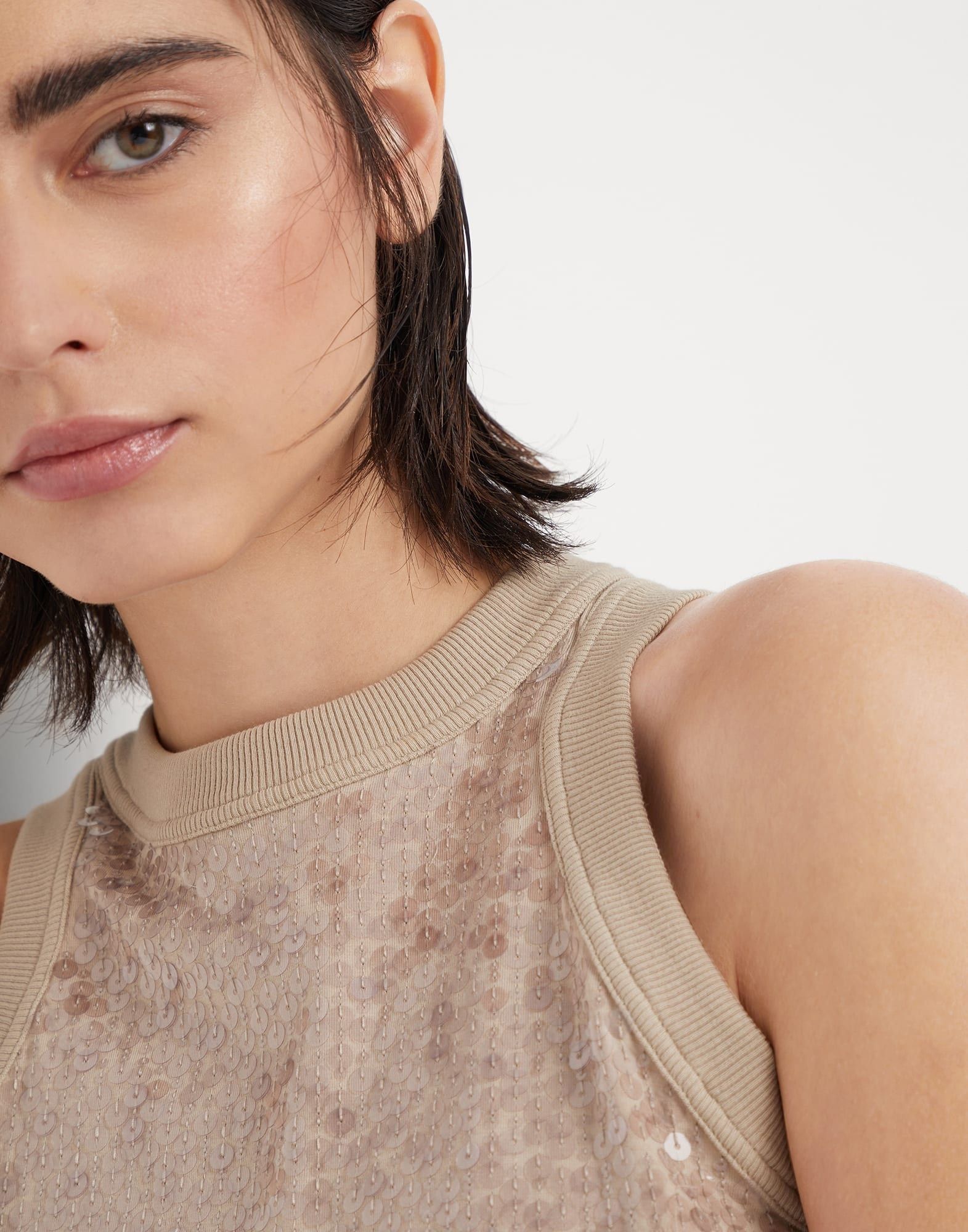 Brunello Cucinelli o1w1db10825 Tank Top in Light Beige Size XL / US 12-14 / IT 48-50 - 4 Thumbnail