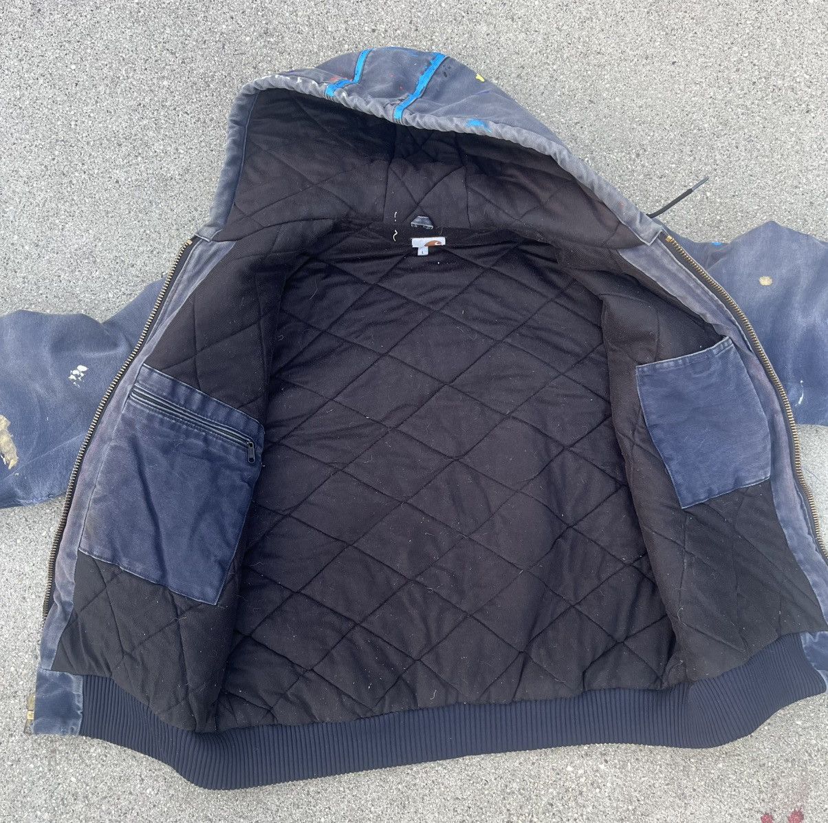 Custom Carhartt Jacket Thrashed Distressed Faded Quilt J140