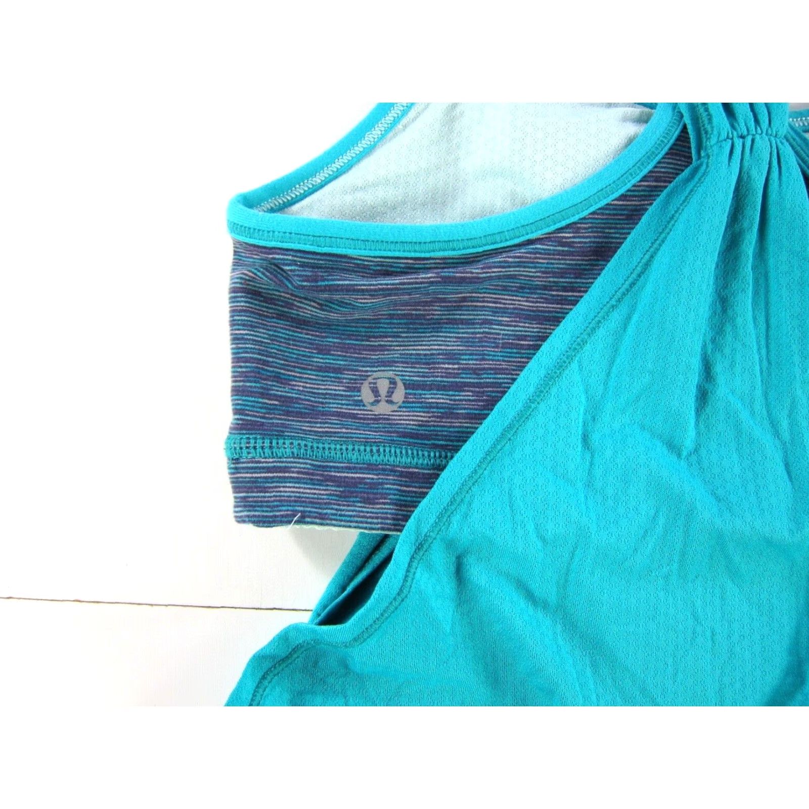 Lululemon Lululemon Blue Purple Stripe Sport Bra Racerback Yoga Run Workout Tank Top S-M - Womens Size S / US 4 / IT 40 - 6 Thumbnail