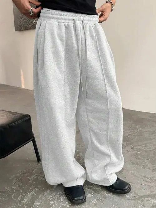 Japanese Brand × Vintage Light Grey loose fit sweatpants baggy Wide Leg Size US 34 / EU 50 - 2 Thumbnail