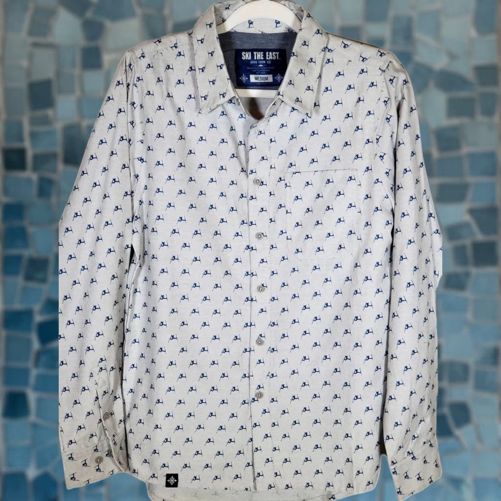 Vintage Ski The East Gray Blue Oxford Shirt Long Sleeve Button-Up Men's Size M Polka Dot Skier Daffy Size US M / EU 48-50 / 2 - 1 Thumbnail
