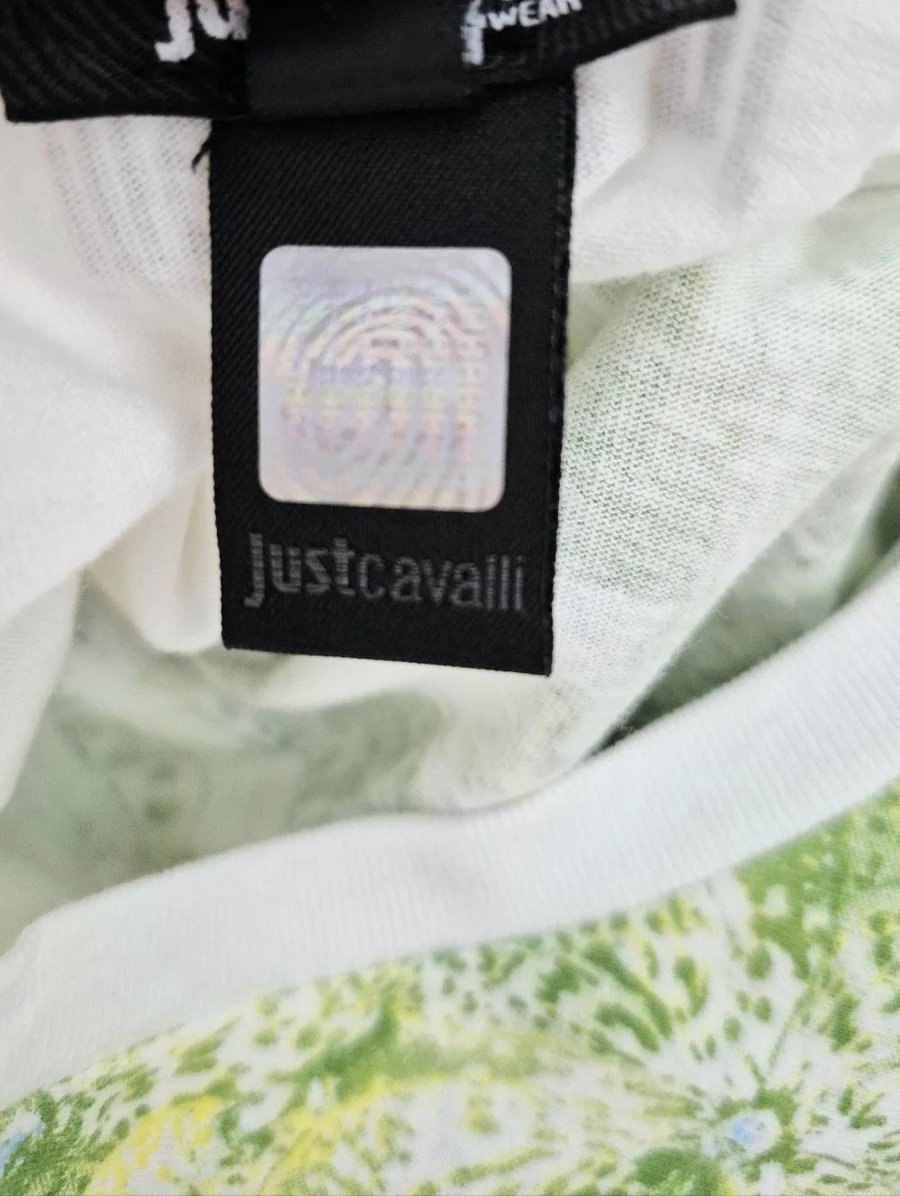 Just Cavalli Beachwear White/Green Graphic Tee Floral Spring Summer Size US L / EU 52-54 / 3 - 8 Thumbnail