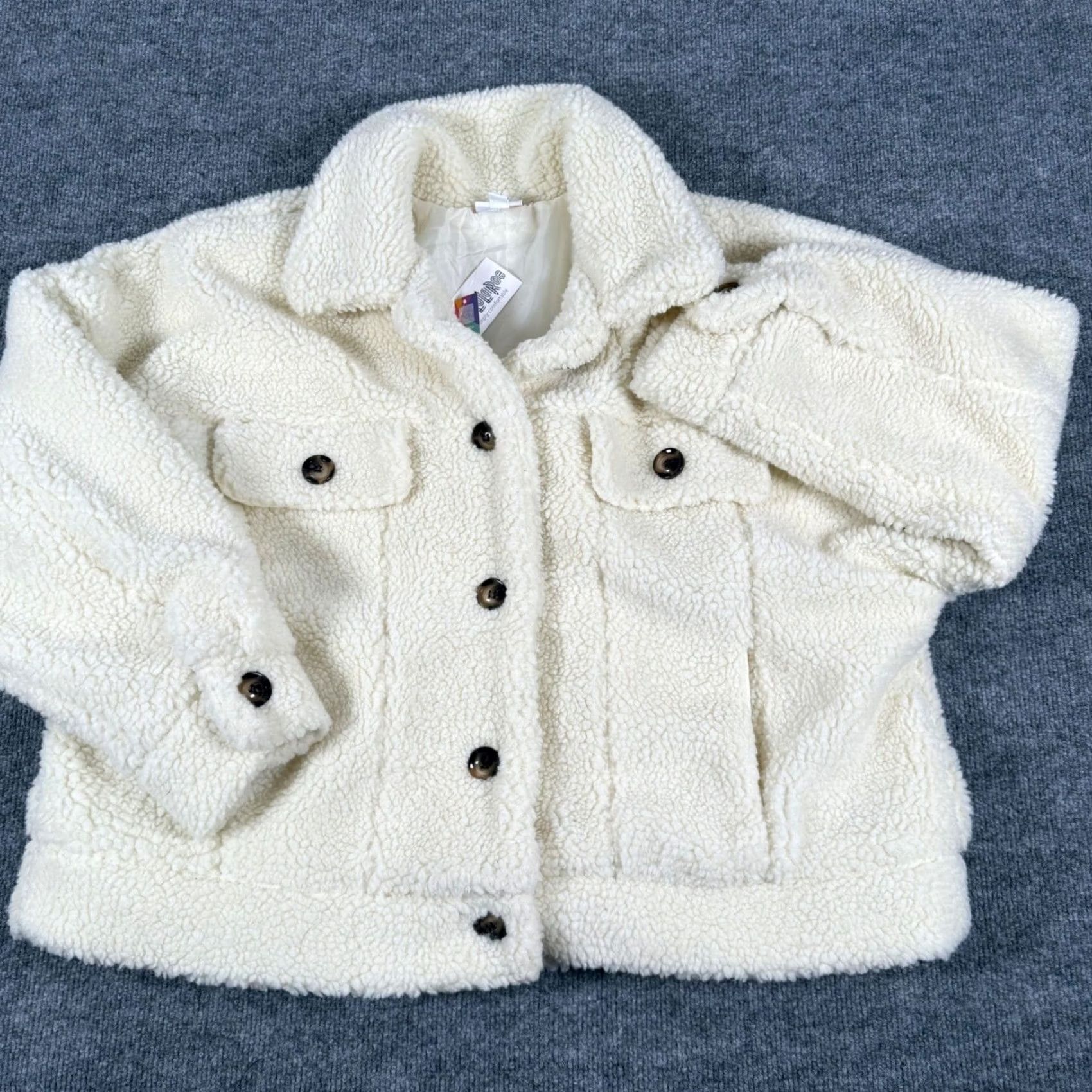 Vintage Womens 2XL Sherpa Fleece Teddy Jacket Shacket Cropped Coat Outdoor Cabincore NWT Size XXL / US 16-18 / IT 52-54 - 2 Thumbnail