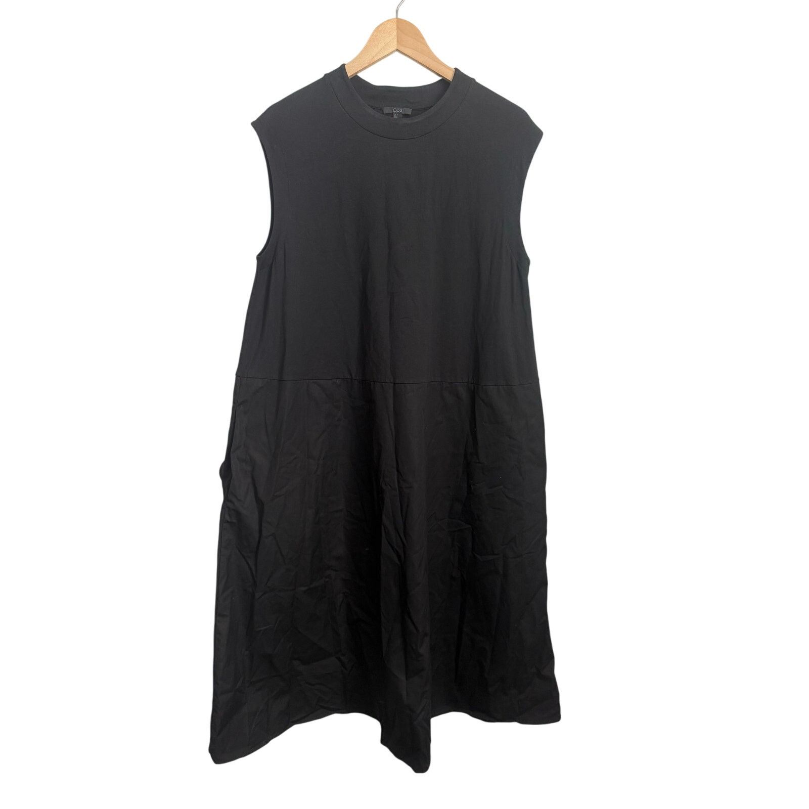Cos COS Black Sleeveless Woven-Panel Midi Dress S Minimalist Size S / US 4 / IT 40 - 5 Thumbnail