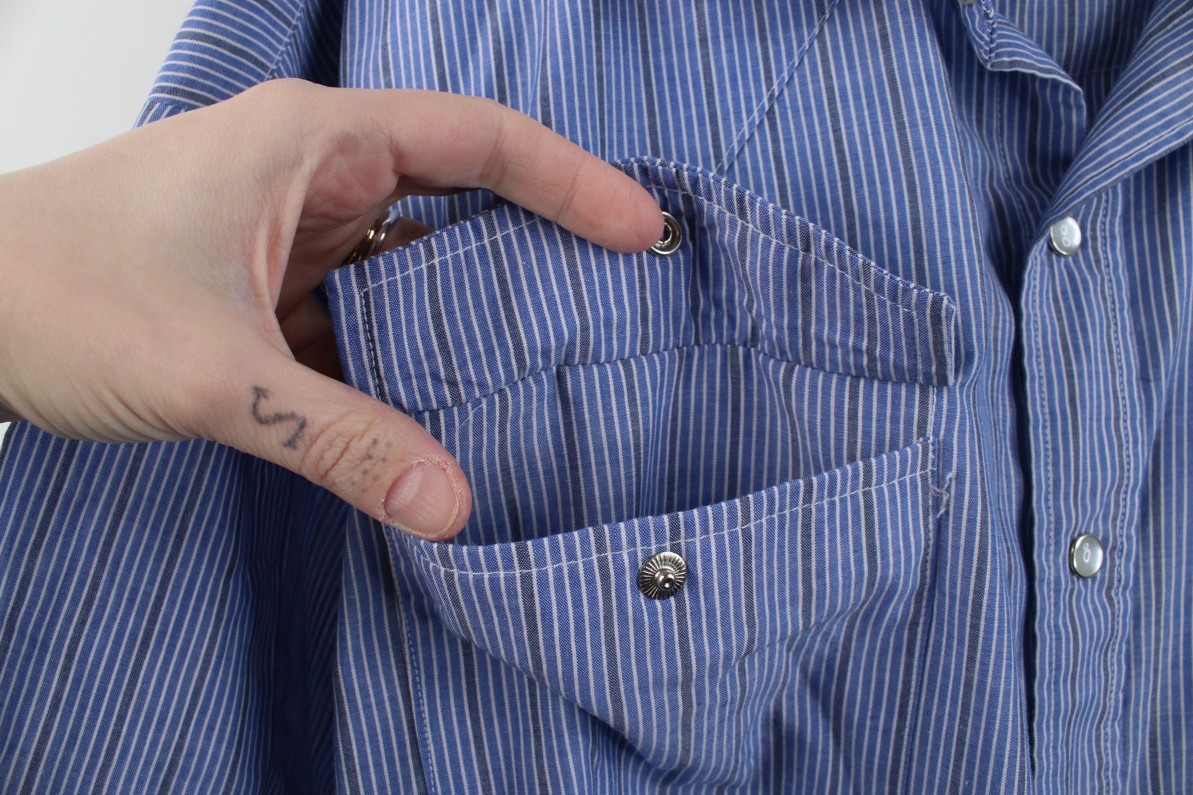 Vintage Vintage 90s Streetwear Striped Pearl Snap Button Shirt Blue Size US XXL / EU 58 / 5 - 6 Thumbnail
