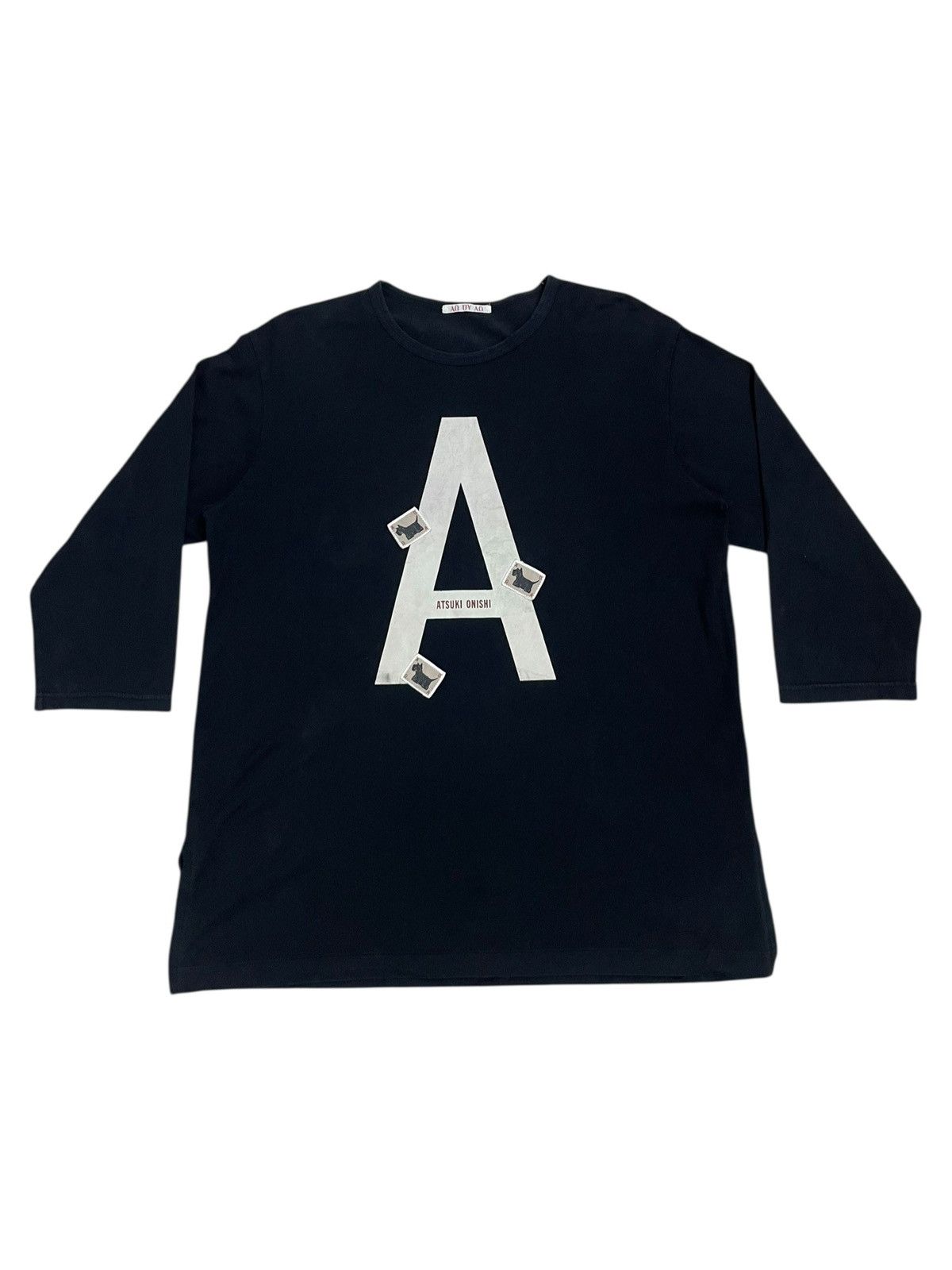Japanese Brand Atsuki Onishi AO Spellout Puppy Graphic 3Q Sleeve Size US L / EU 52-54 / 3 - 1 Thumbnail