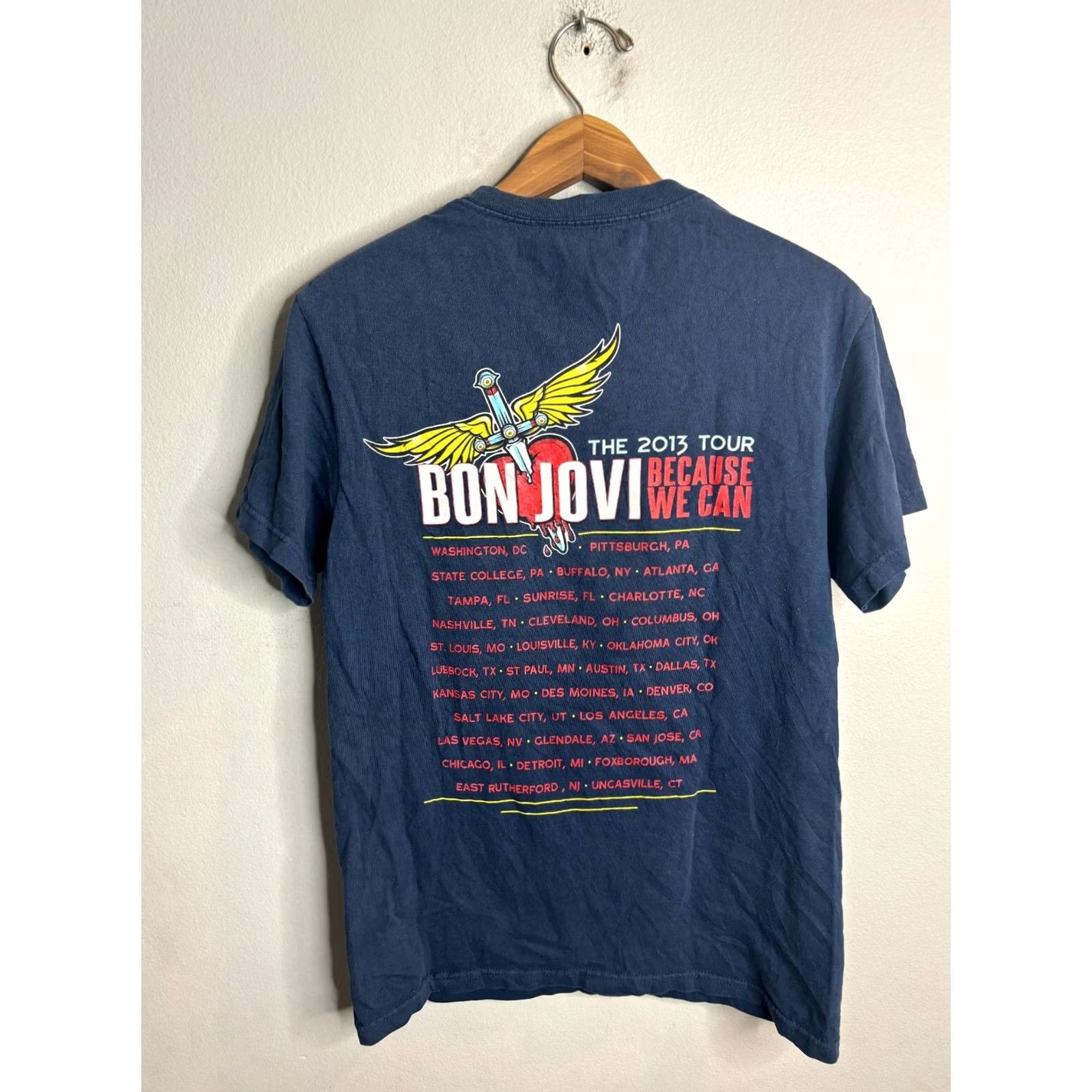 Vintage Bon Jovi Because We Can Tour 2013 What About Now Concert T-Shirt Blue Small Mens Size US S / EU 44-46 / 1 - 4 Thumbnail