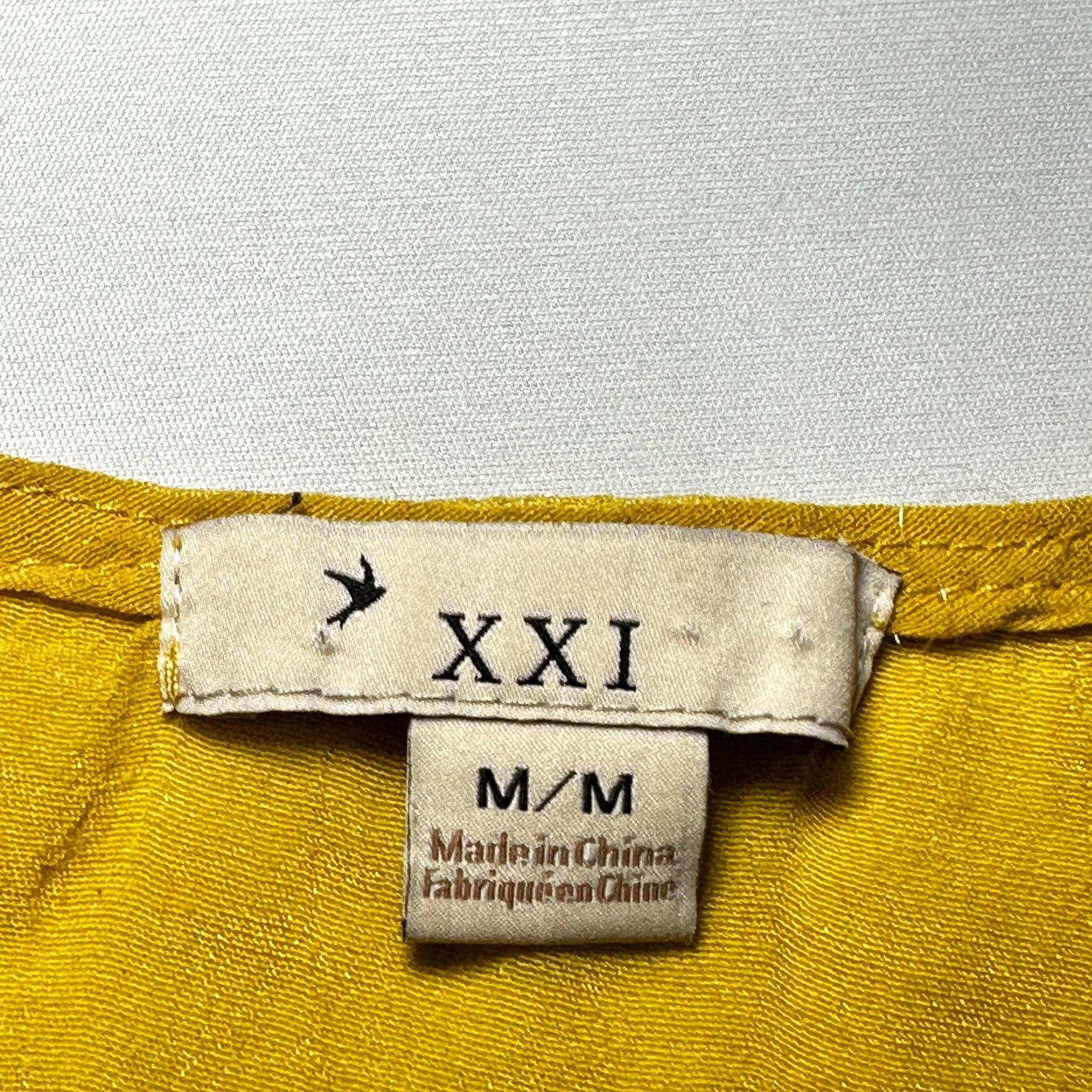 Vintage XXI Blouse Womens Size M Yellow Round Neck Short Sleeve Lightweight Boho Shirt SNAGS Size M / US 6-8 / IT 42-44 - 4 Thumbnail