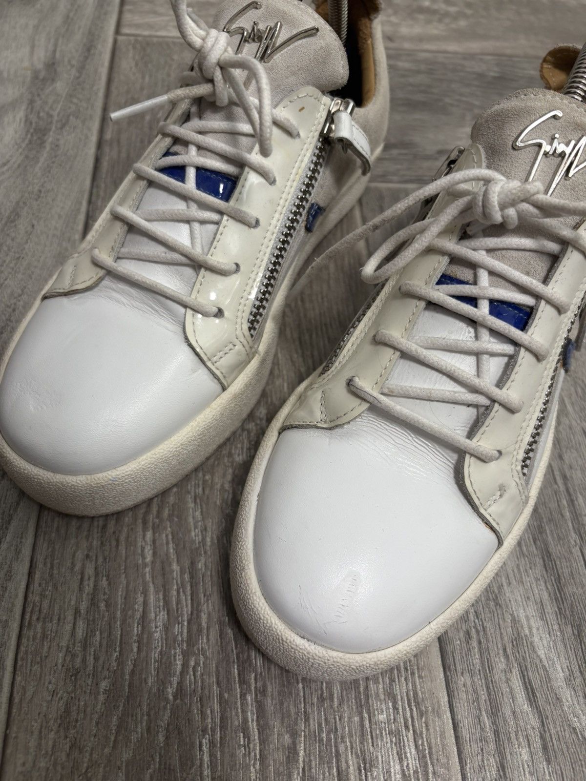 Giuseppe Zanotti Giuseppe Zanotti Men White Leather Zip Sneakers Luxury Size US 8 / EU 41 - 2 Thumbnail