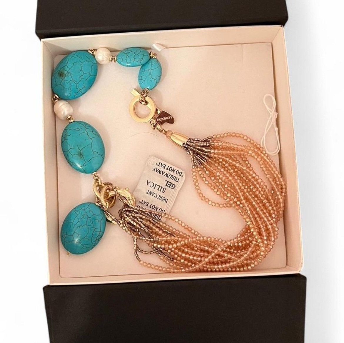 Vintage Turquoise pearl and charm Nour London Necklace Size ONE SIZE - 1 Thumbnail