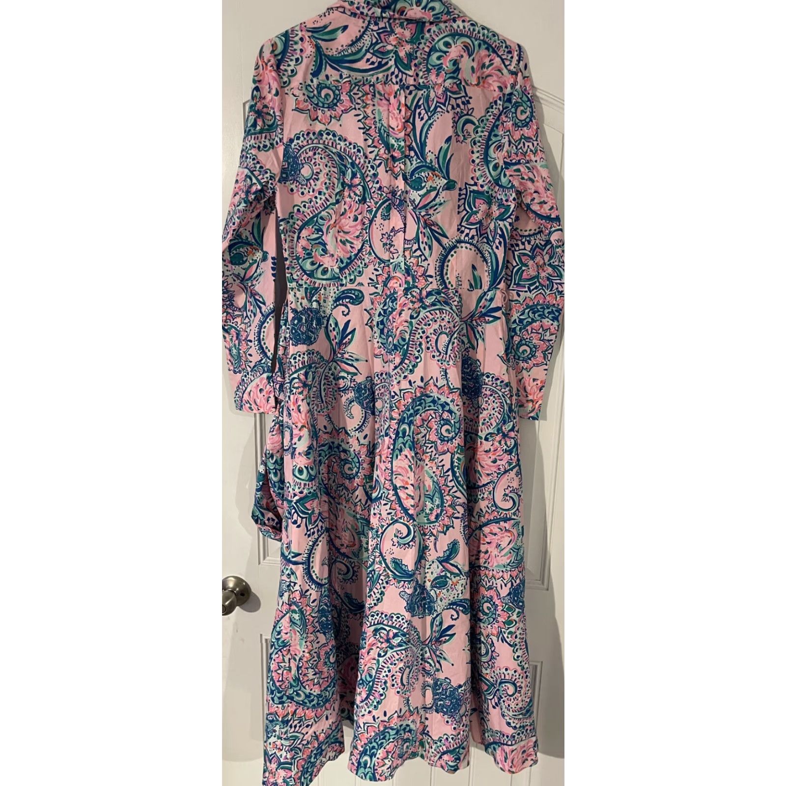 Lilly Pulitzer VINTAGE Lilly Pulitzer Dress Shirt Midi Womens Pink Tropical Stretch 10 Size L / US 10 / IT 46 - 5 Thumbnail