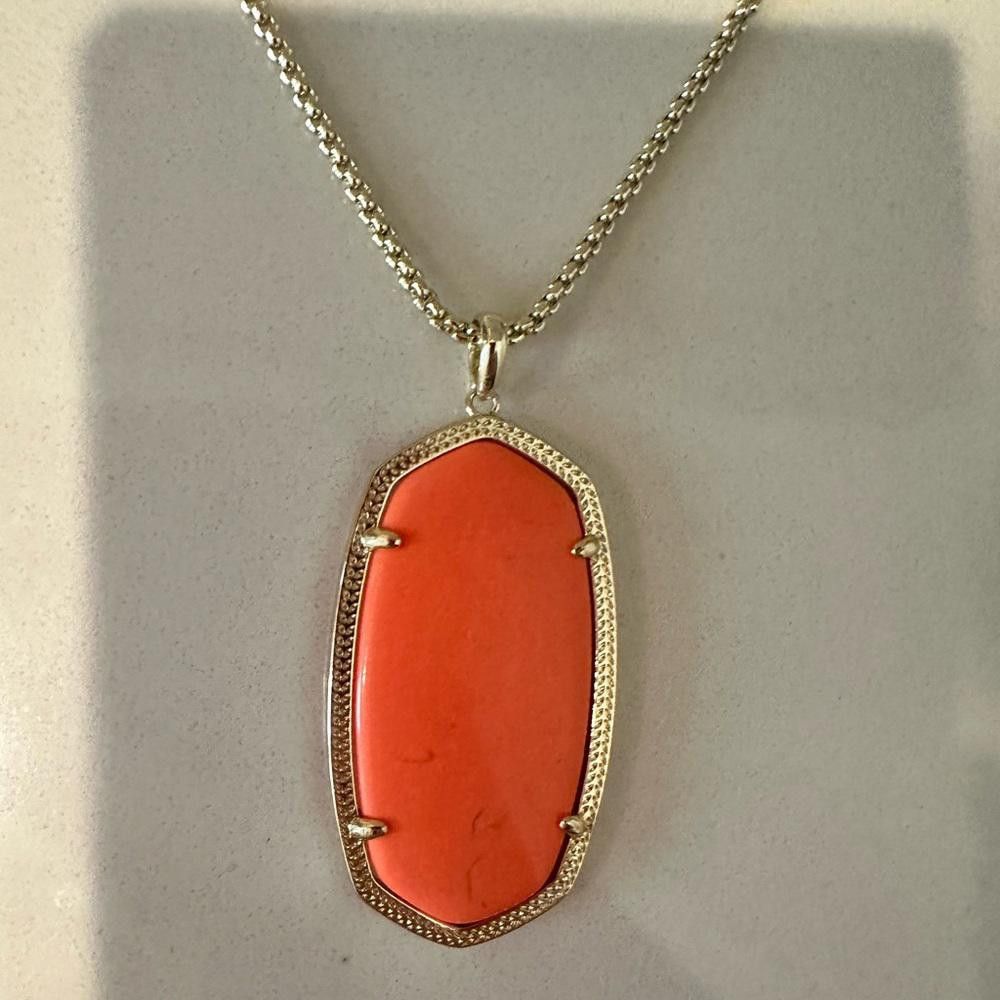 Kendra Scott Kendra Scott Reid Coral Pendant Gold Chain Long Necklace Size ONE SIZE - 1 Thumbnail