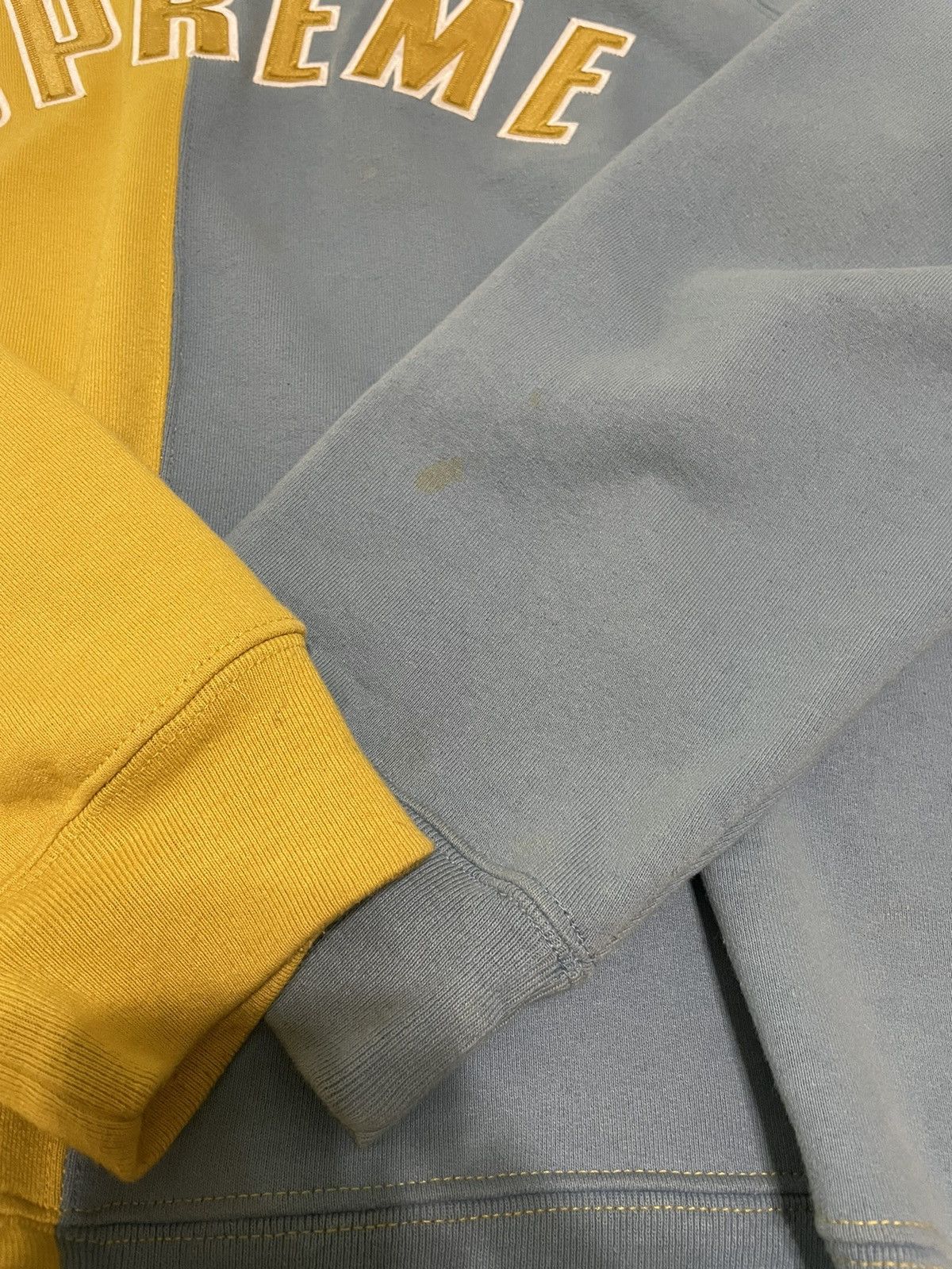 Supreme Supreme FW18 Split Crewneck Mustard Light Blue Lg Size US L / EU 52-54 / 3 - 5 Thumbnail