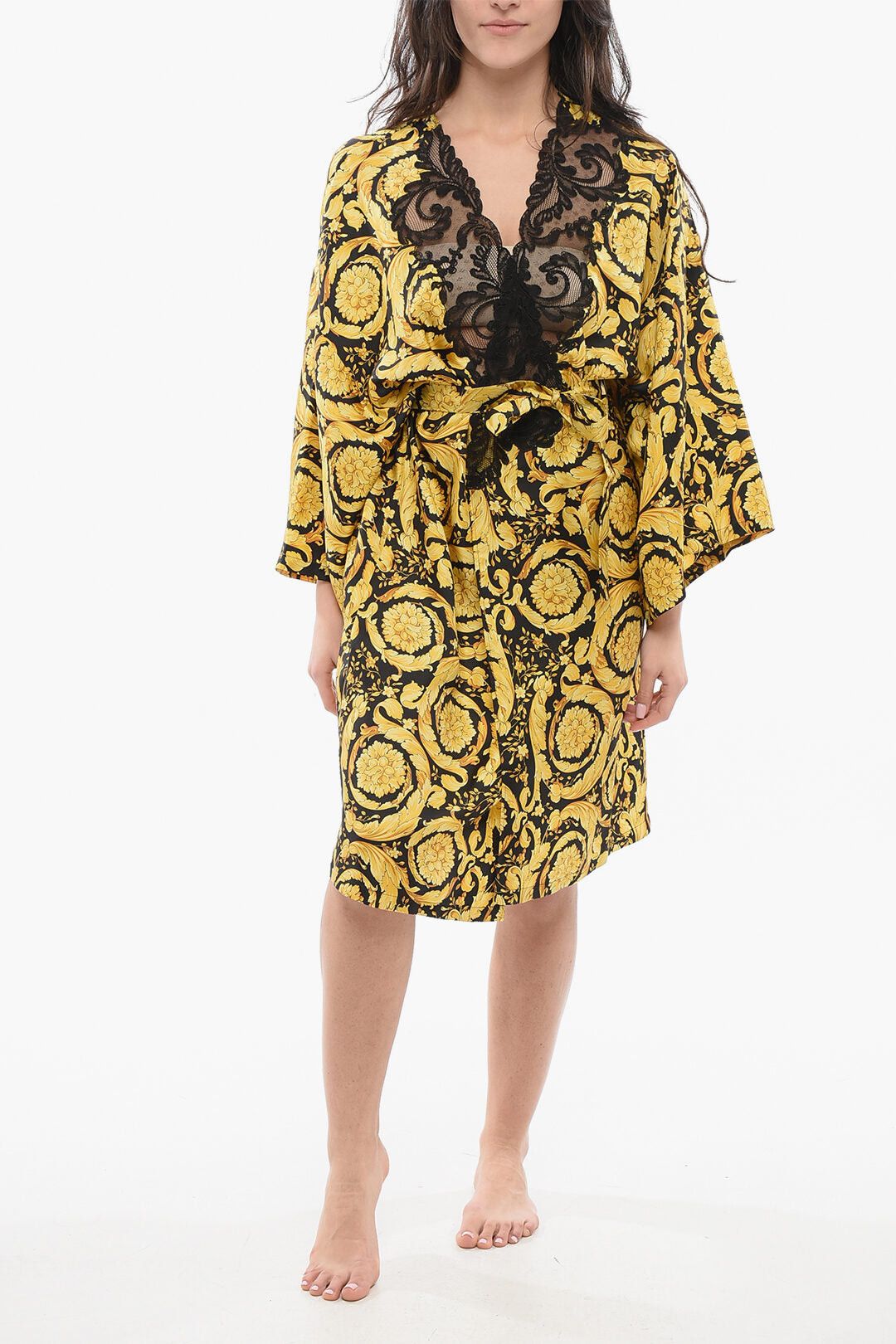 Versace Silk Robe with Baroque Motif Size L / US 10 / IT 46 - 1 Thumbnail