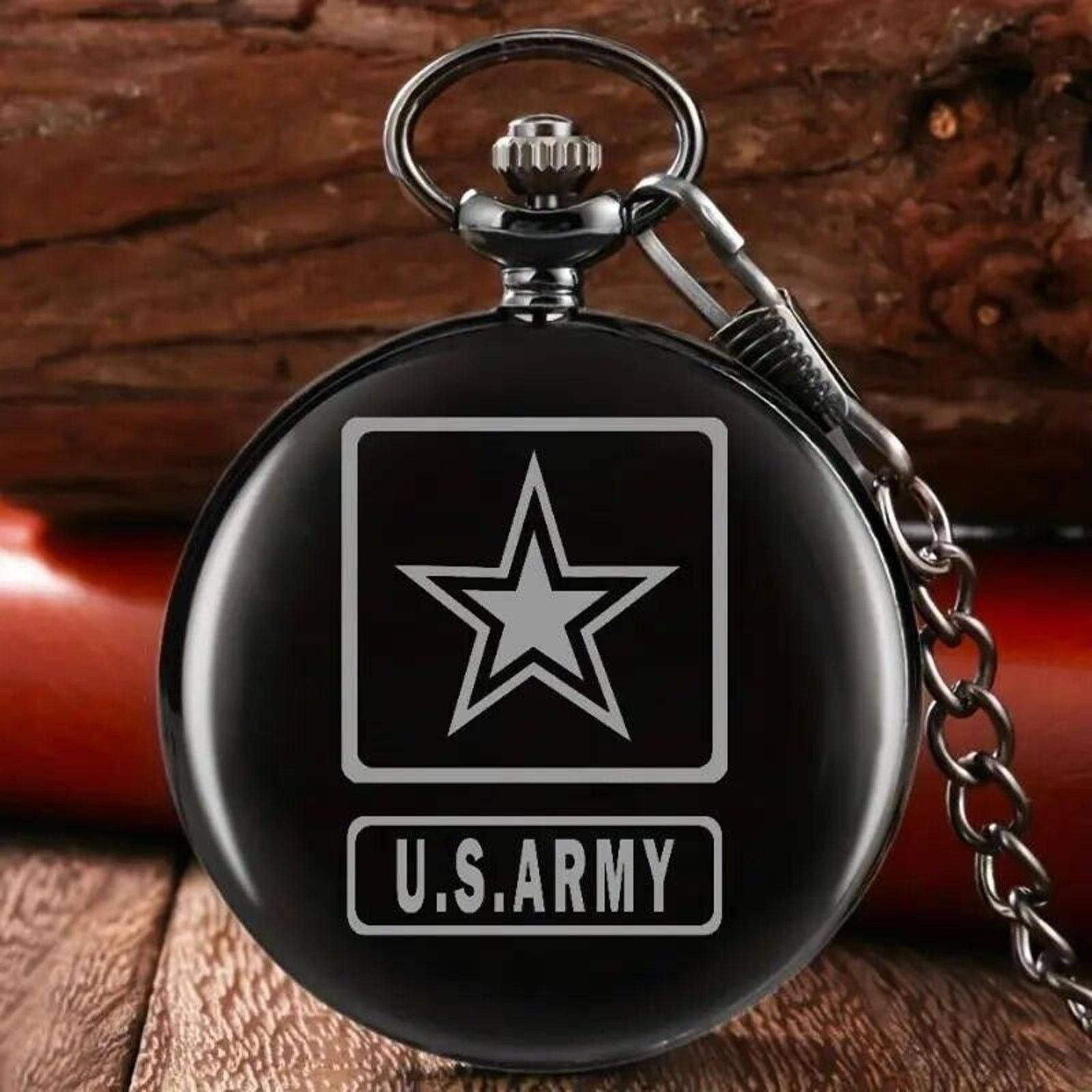 Other Black Quartz Pocket Watch Army Star Military War Guns Tank Size ONE SIZE - 2 Thumbnail