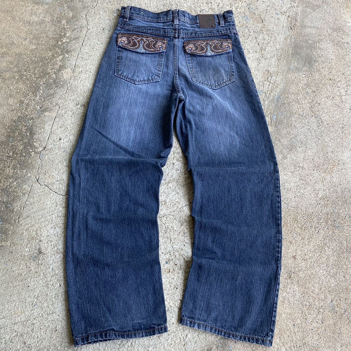 Affliction × Vintage Vintage Y2K Affliction Style Embroidered Pocket Jeans Size US 28 / EU 44 - 3 Thumbnail