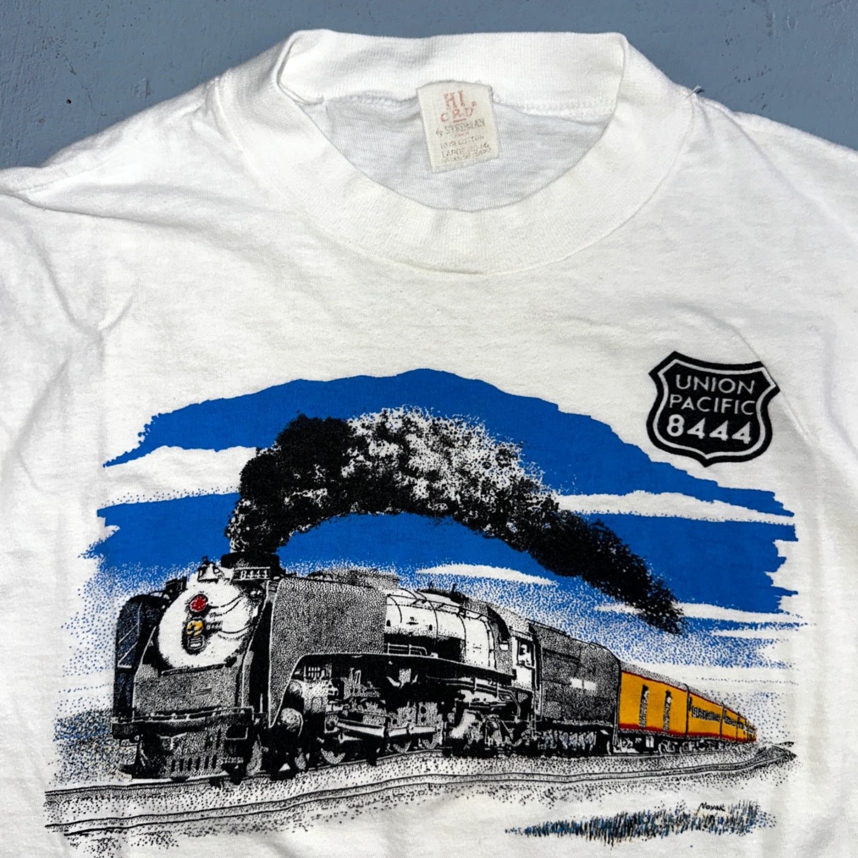 Vintage VINTAGE USA Railroad Train 70s T Shirt Men Large White Graphic Stedman 1970s All Seasons Size US L / EU 52-54 / 3 - 2 Thumbnail