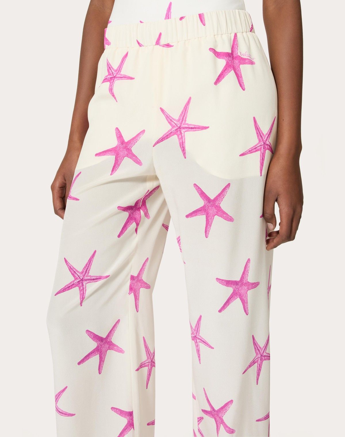 Valentino o1s1wg110525 Starfish Crepe De Chine Trousers in White Size 26" / US 2 / IT 38 - 5 Thumbnail