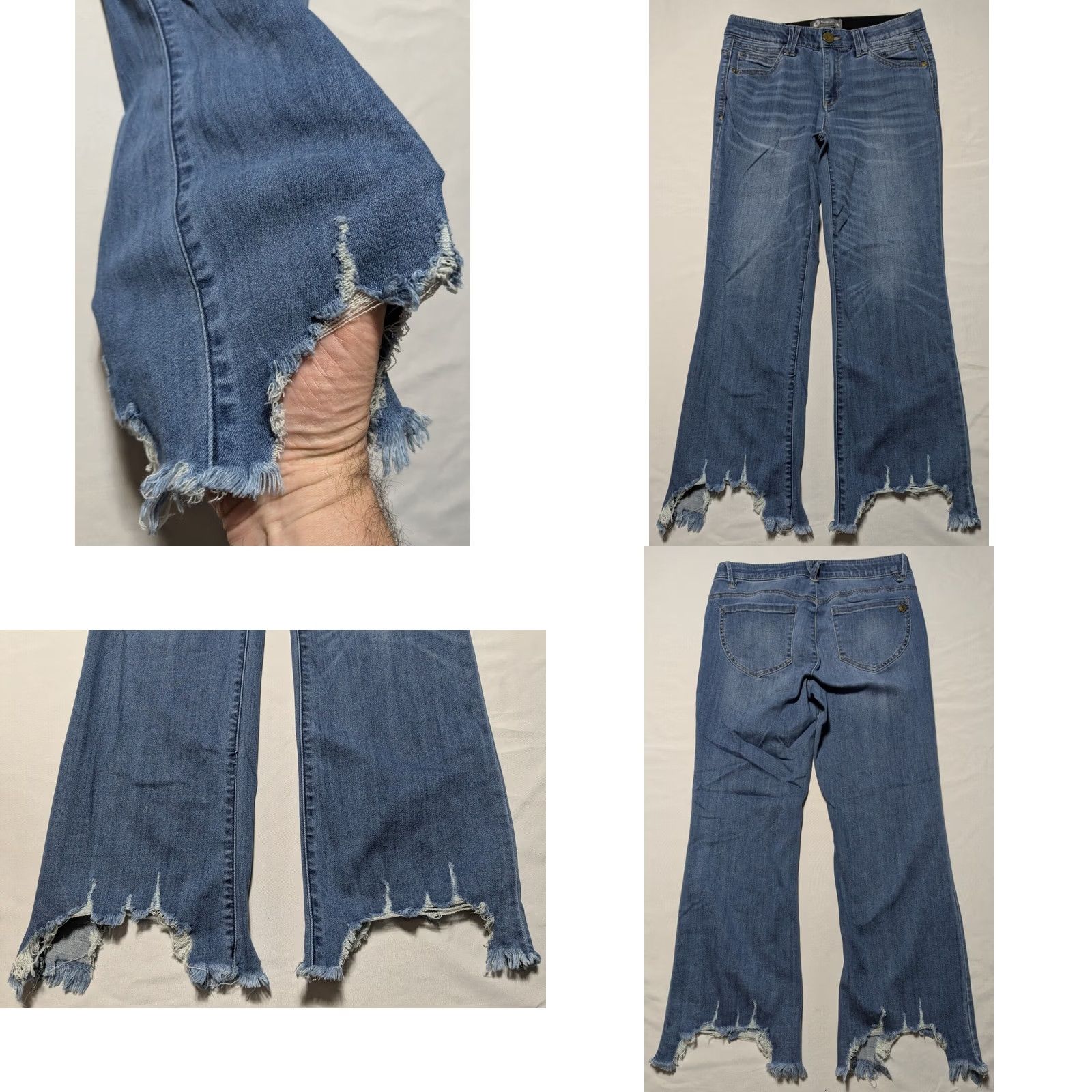 Vintage DEMOCRACY AB' TECHNOLOGY Women Size 8 Cutout Hem Lyocell Stretch Denim Jeans Shirt? Size 30" / US 8 / IT 44 - 9 Thumbnail