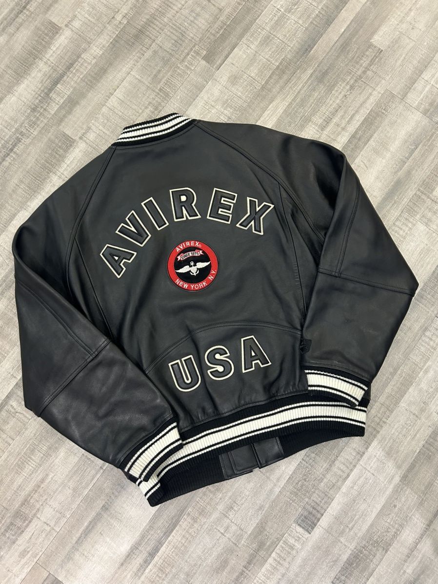 Avirex Avirex Stadium Bomber Leather Jacket Size US XXL / EU 58 / 5 - 4 Thumbnail