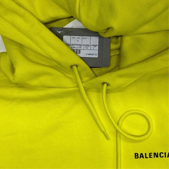 Balenciaga Balenciaga Balenciaga SS21 Logo Drawstring Hoodie in Yello Size US S / EU 44-46 / 1 - 7 Thumbnail