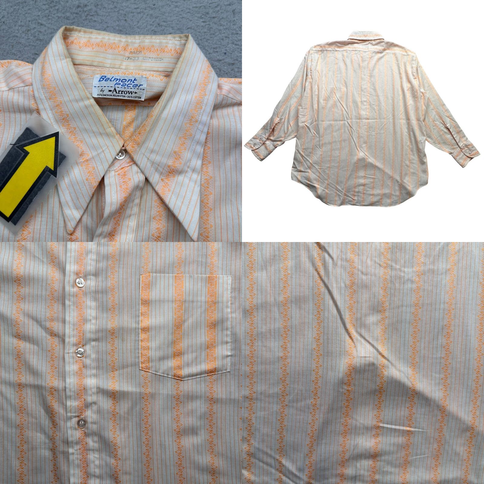Arrow VINTAGE Belmont Pacer Arrow Sanforized Button Shirt Mens XL Long Sleeve Orange Striped 70s 80s Size US XL / EU 56 / 4 - 8 Thumbnail