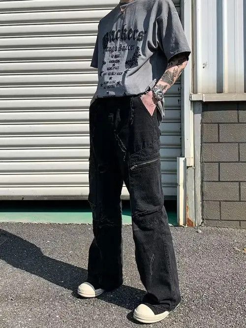 Designer × Vintage faded damaged ripped flared cargo pants Size US 32 / EU 48 - 2 Thumbnail