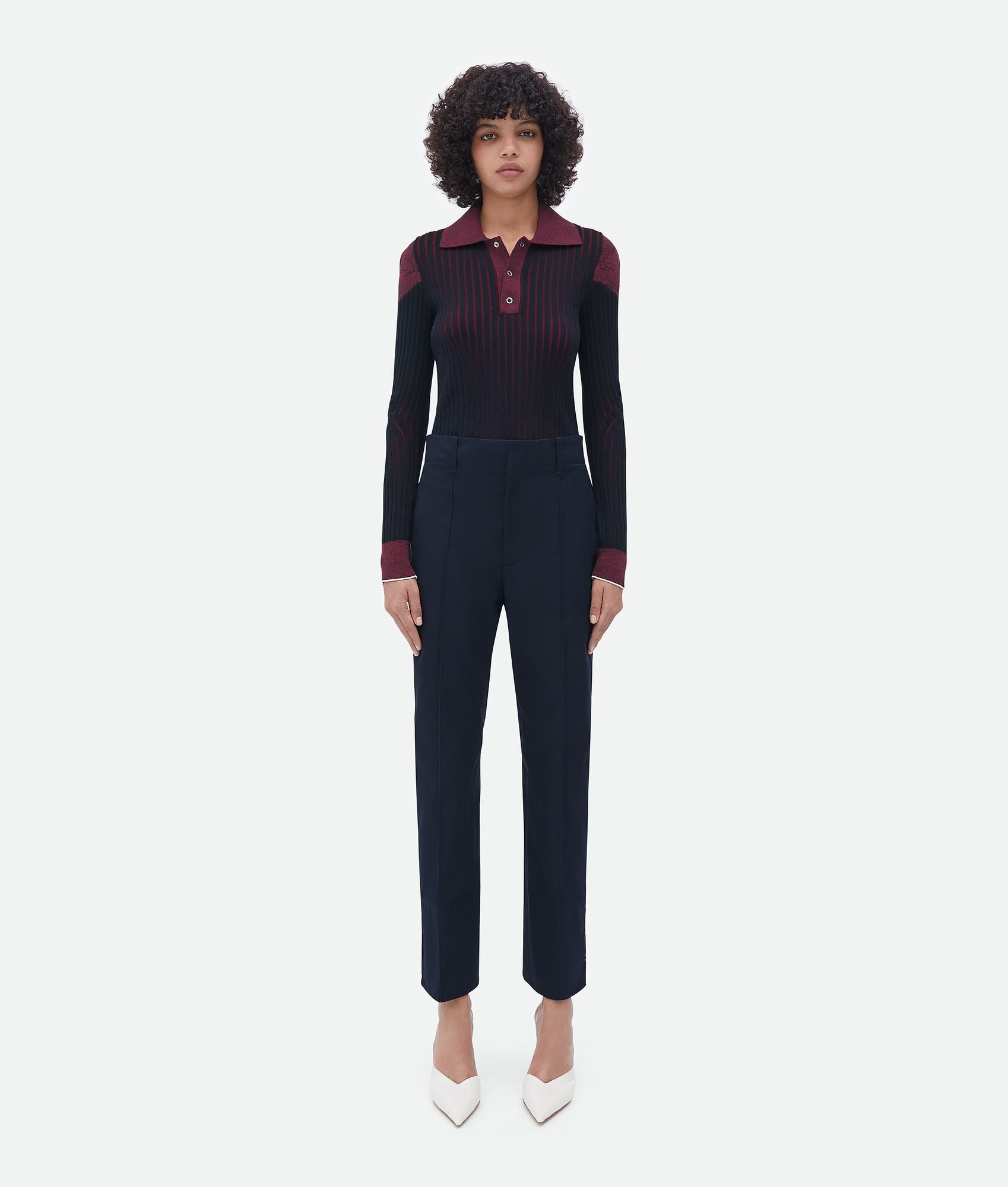 Bottega Veneta o1bcso1str0225 Slim Leg Cotton Twill Pant in Midnight Blue Size 26" / US 2 / IT 38 - 1 Thumbnail