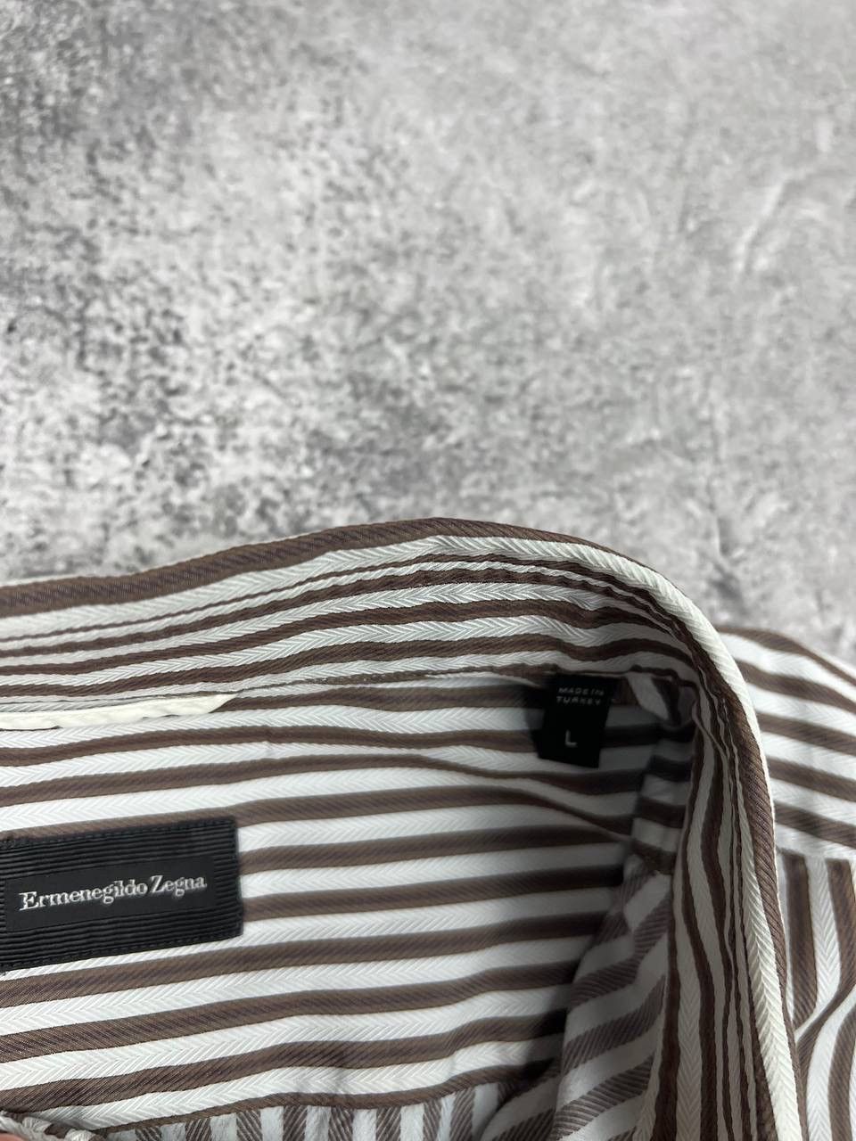 Z Zegna Ermenegildo Zegna Men Striped Shirt Brown White Size L Size US L / EU 52-54 / 3 - 6 Thumbnail