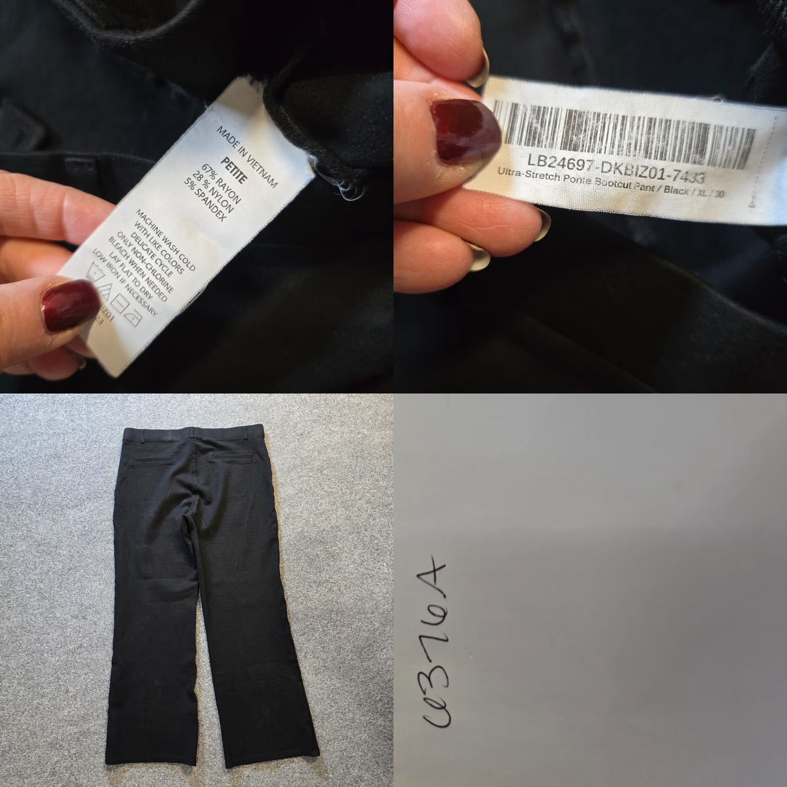 Quince Quince Pants Womens XL Black Ultra Stretch Ponte Bootcut Capsule Pull On Size 40" / US 18 - 8 Thumbnail