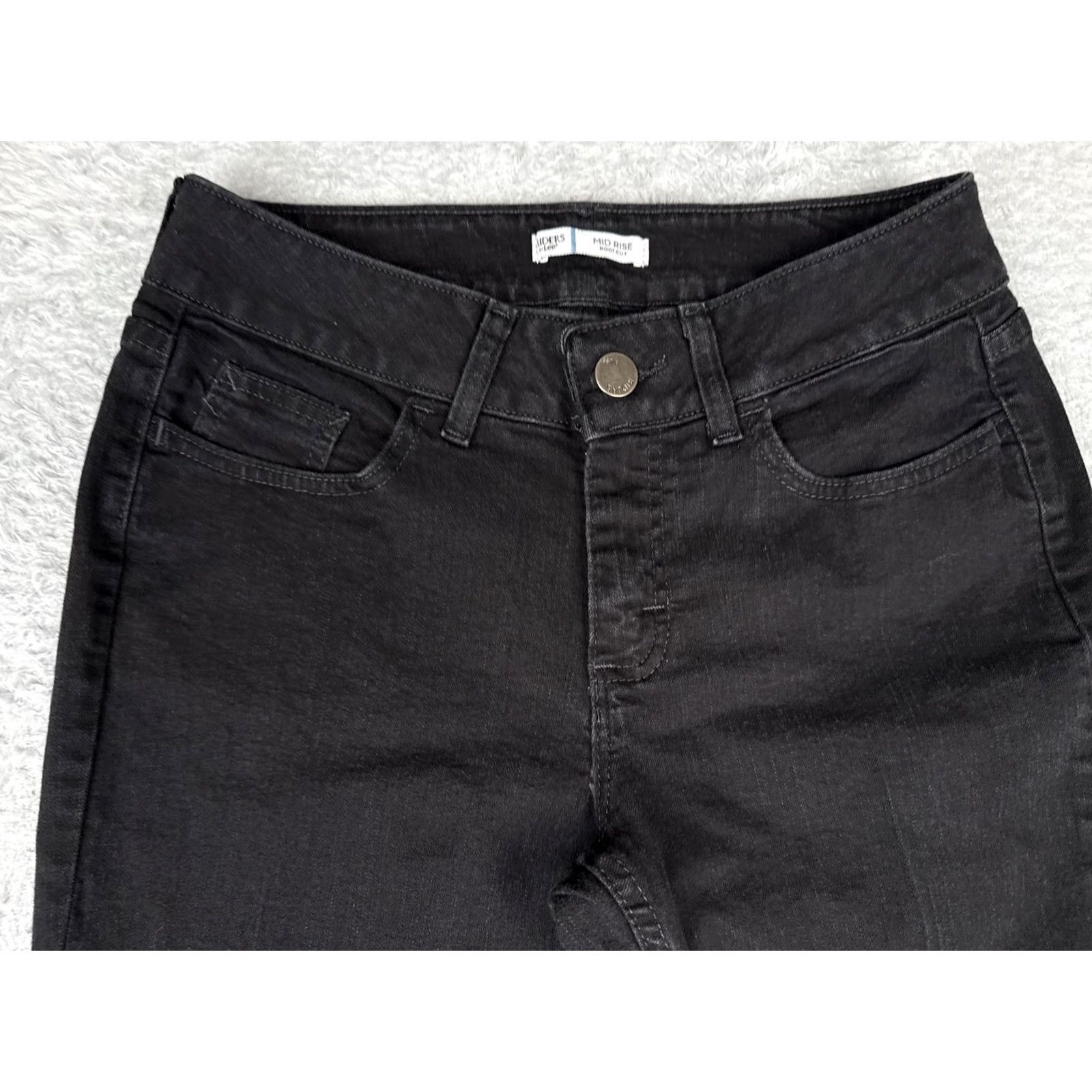 Vintage Riders by Lee Womens Bootcut Jeans Black Dark Wash Mid Rise Stretch 28x33 5-Pocket Denim Zipper Button Embroidered Back Pockets N/A Size 30" / US 8 / IT 44 - 4 Thumbnail