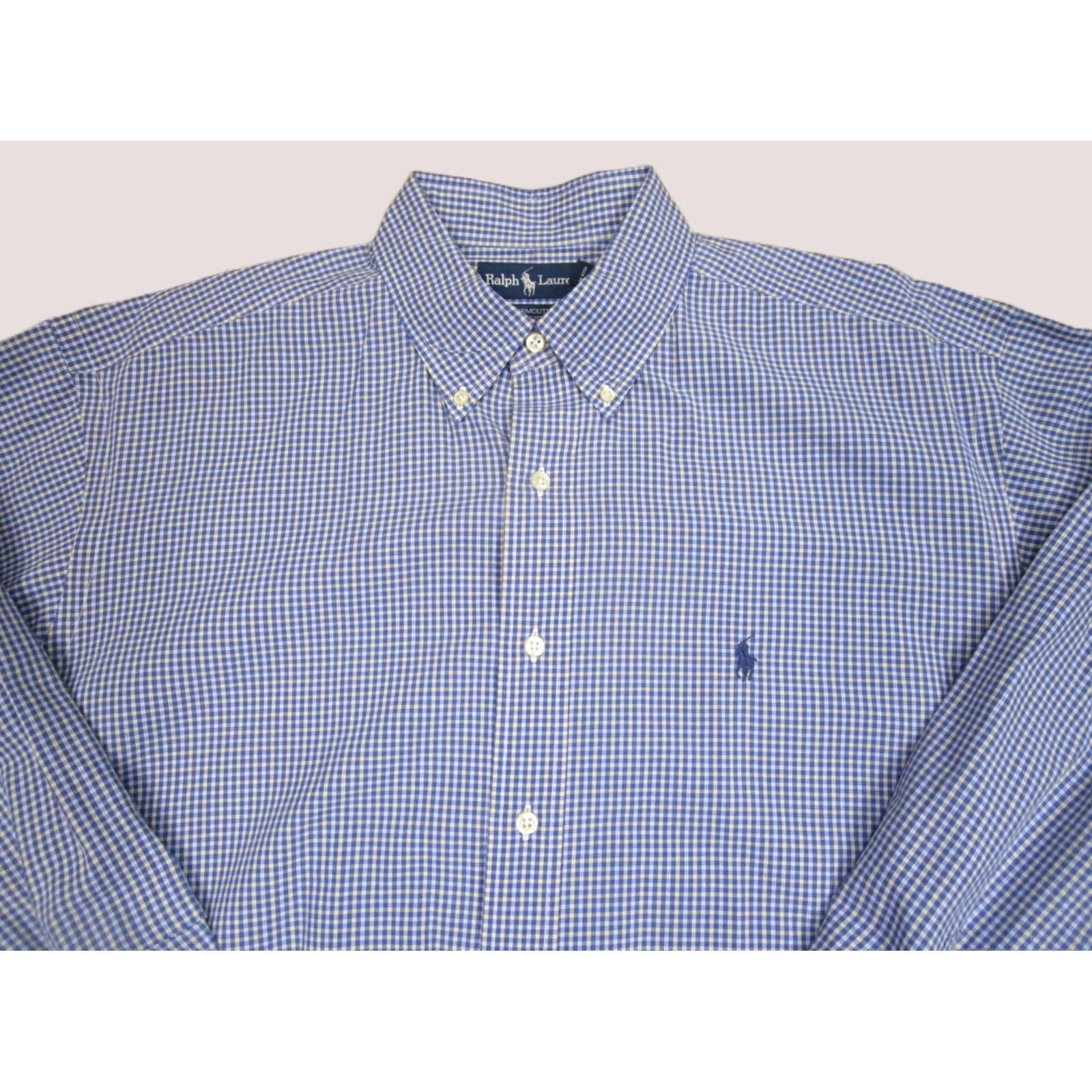 Ralph Lauren VINTAGE Ralph Lauren Shirt Men XL Blue Long Sleeve Button-Down Gingham Yarmouth Preppy Classic Size US XL / EU 56 / 4 - 1 Thumbnail